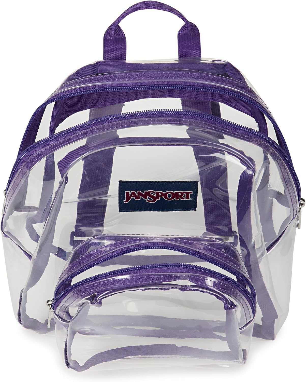 image:imageJanSport Mini Pack Lightweight 10L Backpack with Adjustable Straps and Front Zipper Pocket Perfect for Travel Concerts amp Everyday Use ClearGrape Jelly
