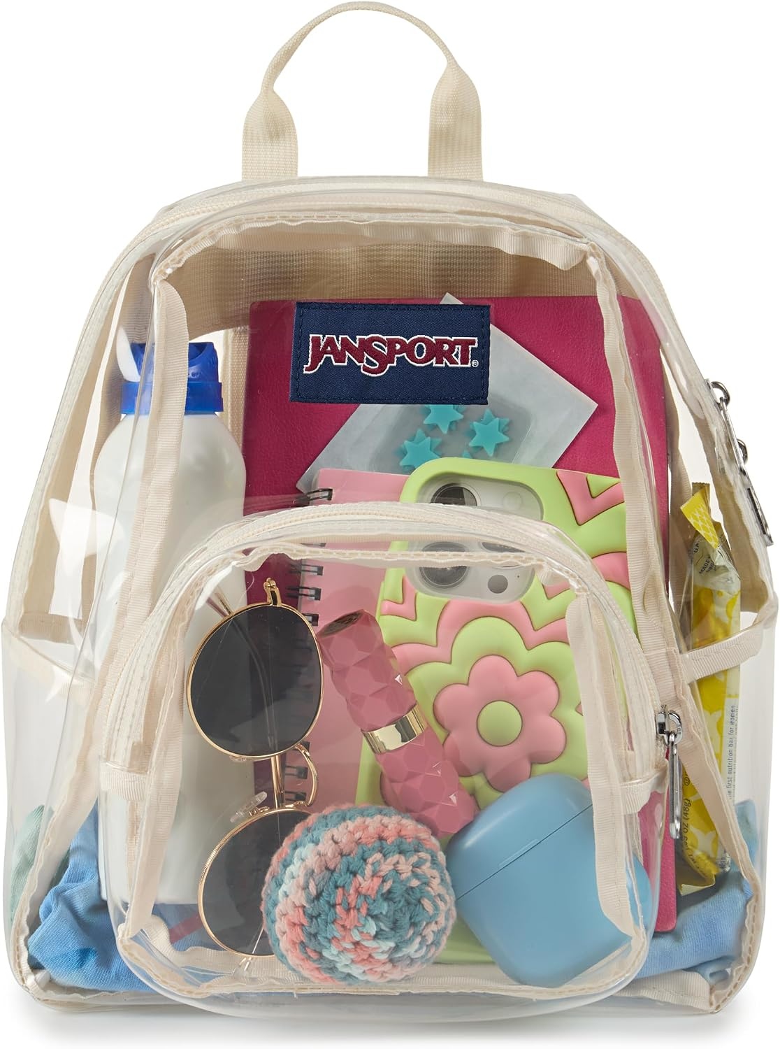 image:imageJanSport Mini Pack Lightweight 10L Backpack with Adjustable Straps and Front Zipper Pocket Perfect for Travel Concerts amp Everyday Use ClearMoon Flower