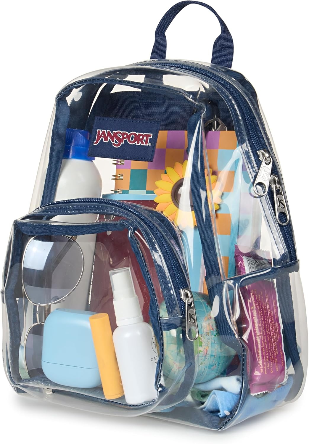 image:imageJanSport Mini Pack Lightweight 10L Backpack with Adjustable Straps and Front Zipper Pocket Perfect for Travel Concerts amp Everyday Use ClearNavy