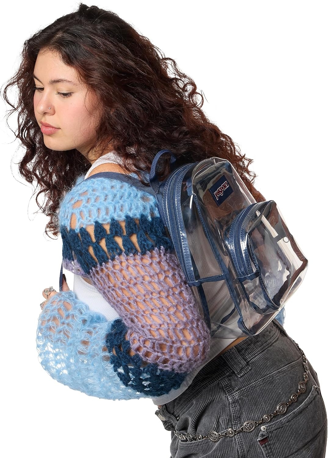 image:imageJanSport Mini Pack Lightweight 10L Backpack with Adjustable Straps and Front Zipper Pocket Perfect for Travel Concerts amp Everyday Use ClearNavy