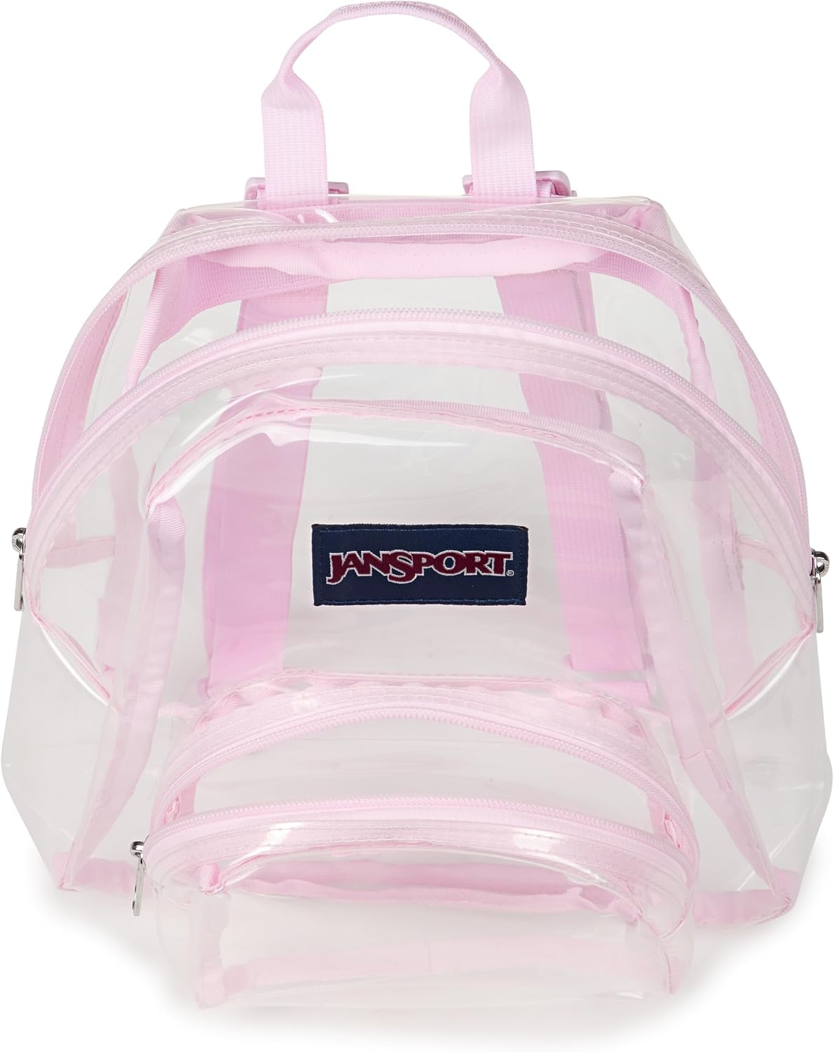 image:imageJanSport Mini Pack Lightweight 10L Backpack with Adjustable Straps and Front Zipper Pocket Perfect for Travel Concerts amp Everyday Use ClearPink Ice