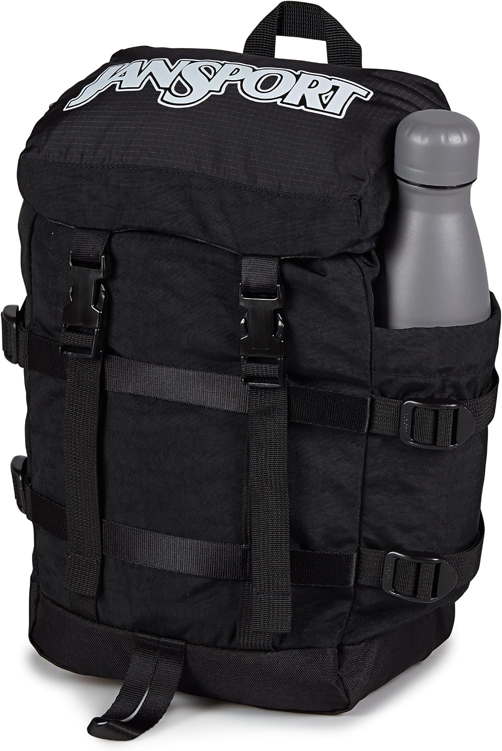 image:imageJanSport Mini Skip Pack Compact Backpack with Main Compartment Side Water Bottle Pocket and Zippered Accessory Pocket TravertineBlack