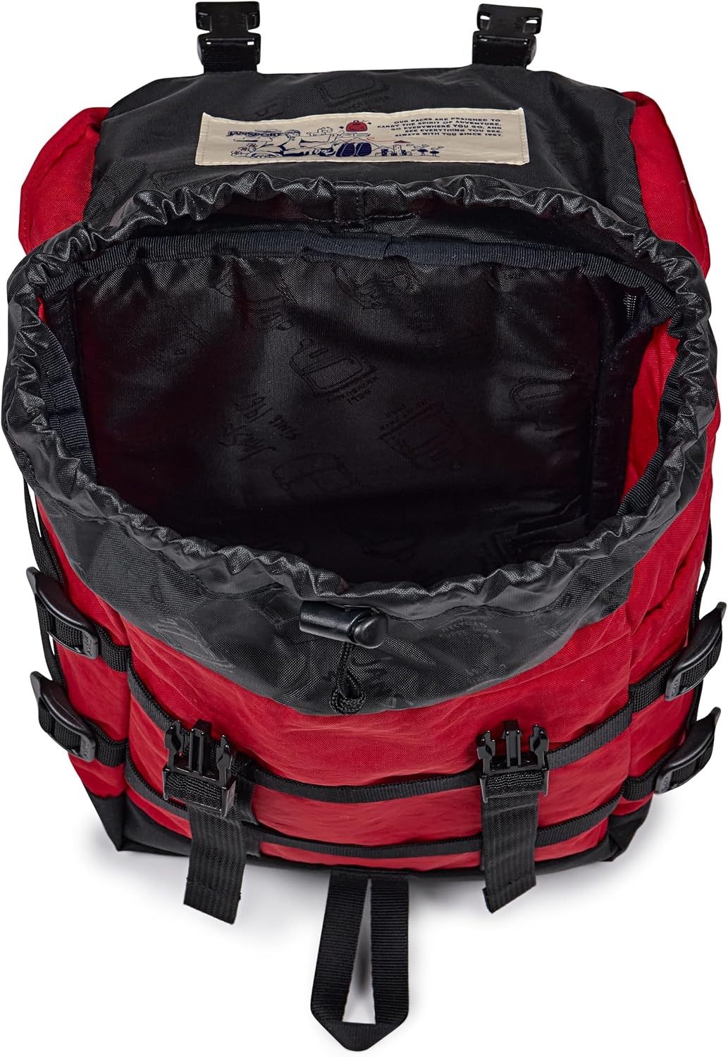 image:imageJanSport Mini Skip Pack Compact Backpack with Main Compartment Side Water Bottle Pocket and Zippered Accessory Pocket TravertineRed Tape