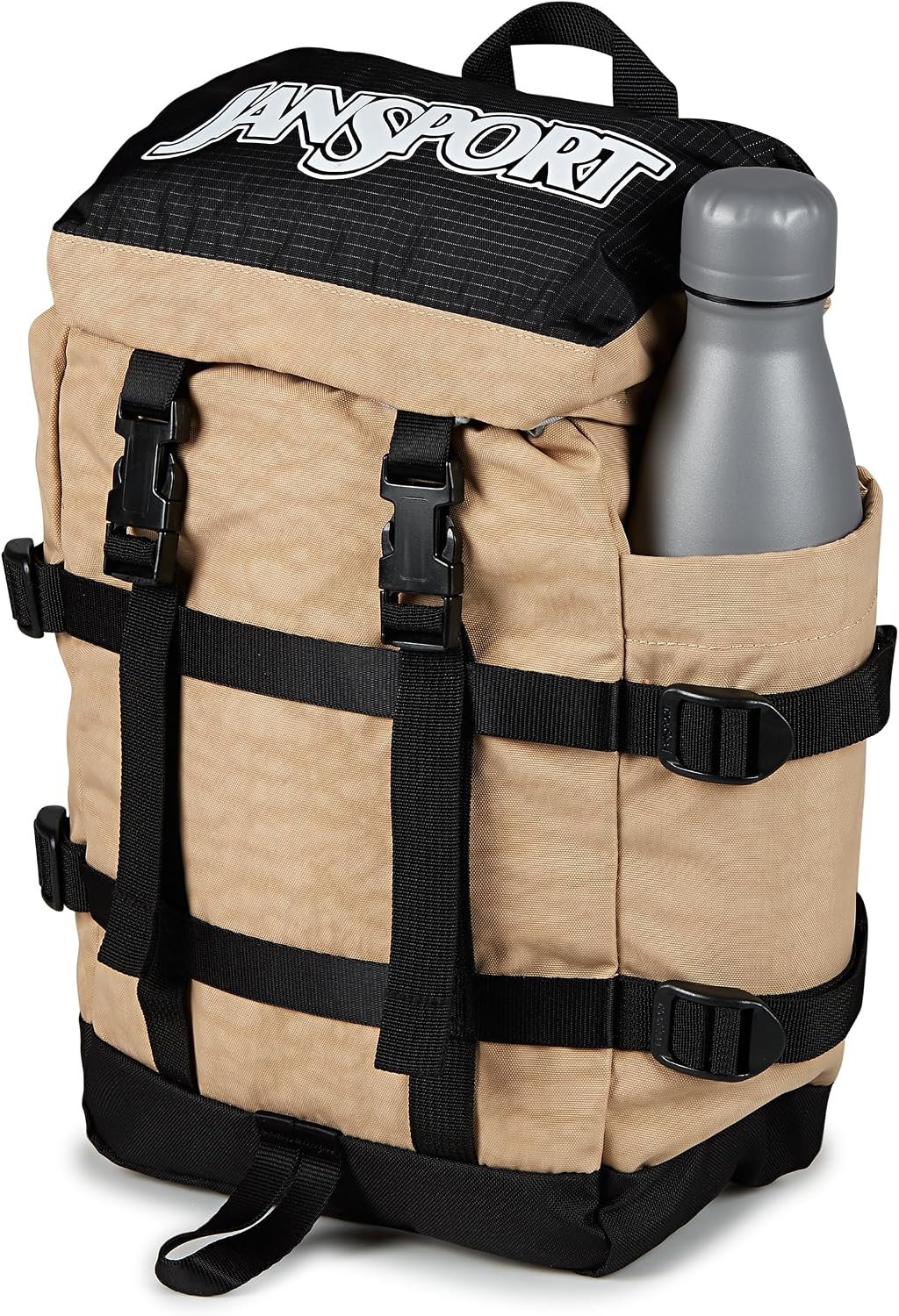 image:imageJanSport Mini Skip Pack Compact Backpack with Main Compartment Side Water Bottle Pocket and Zippered Accessory Pocket TravertineTravertine
