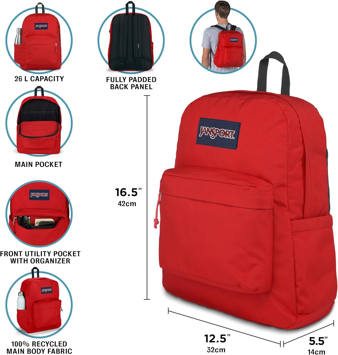 image:imageJanSport NCAA Officially Licensed Backpack Ole Miss Rebels Superbreak Plus with Padded 15 Laptop Sleeve Spacious Computer Bag for Men amp Women Durable Daypack with Bottle Pocket Red TapeOhio State Buckeyes