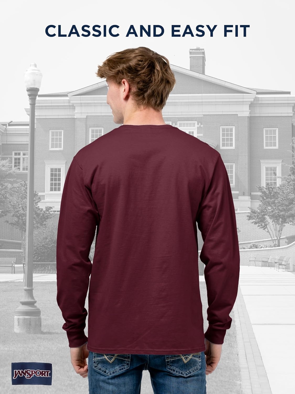image:imageJanSport NCAA Officially Licensed Campus Long Sleeve T Shirt for Men Soft amp Breathable PreShrunk Cotton Crewneck T ShirtArizona State Sun Devils