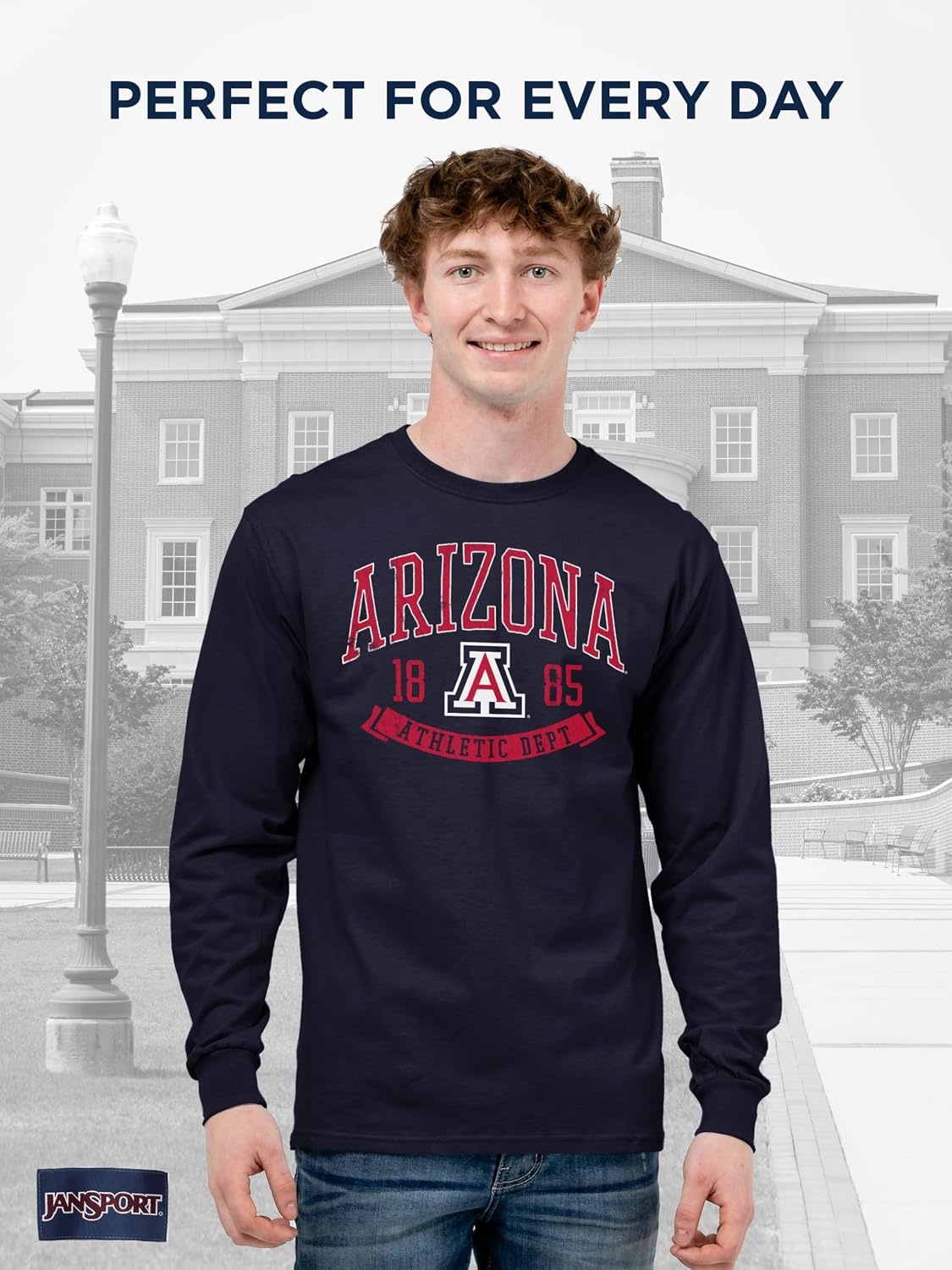 image:imageJanSport NCAA Officially Licensed Campus Long Sleeve T Shirt for Men Soft amp Breathable PreShrunk Cotton Crewneck T ShirtArizona Wildcats