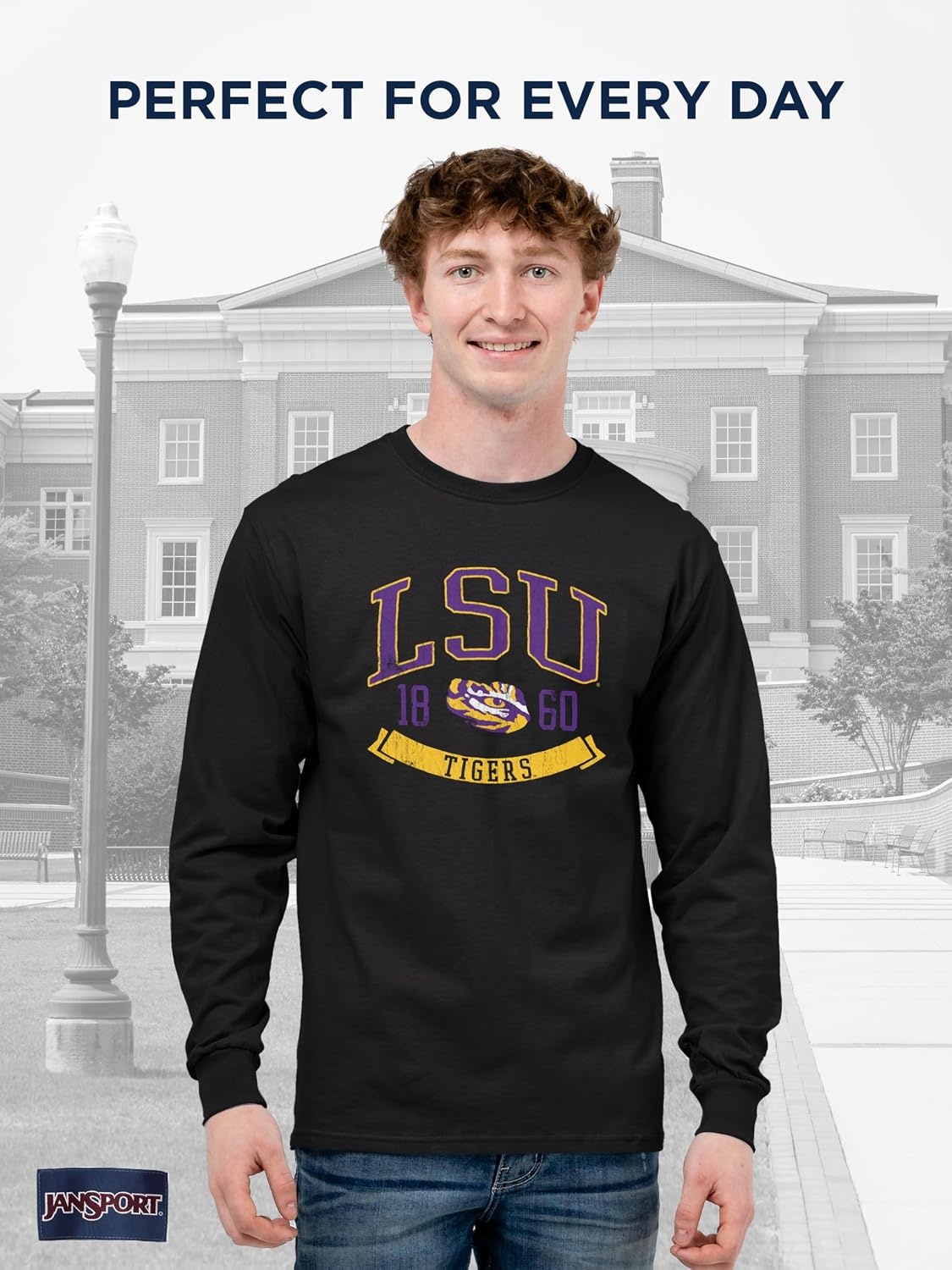 image:imageJanSport NCAA Officially Licensed Campus Long Sleeve T Shirt for Men Soft amp Breathable PreShrunk Cotton Crewneck T ShirtIowa Hawkeyes