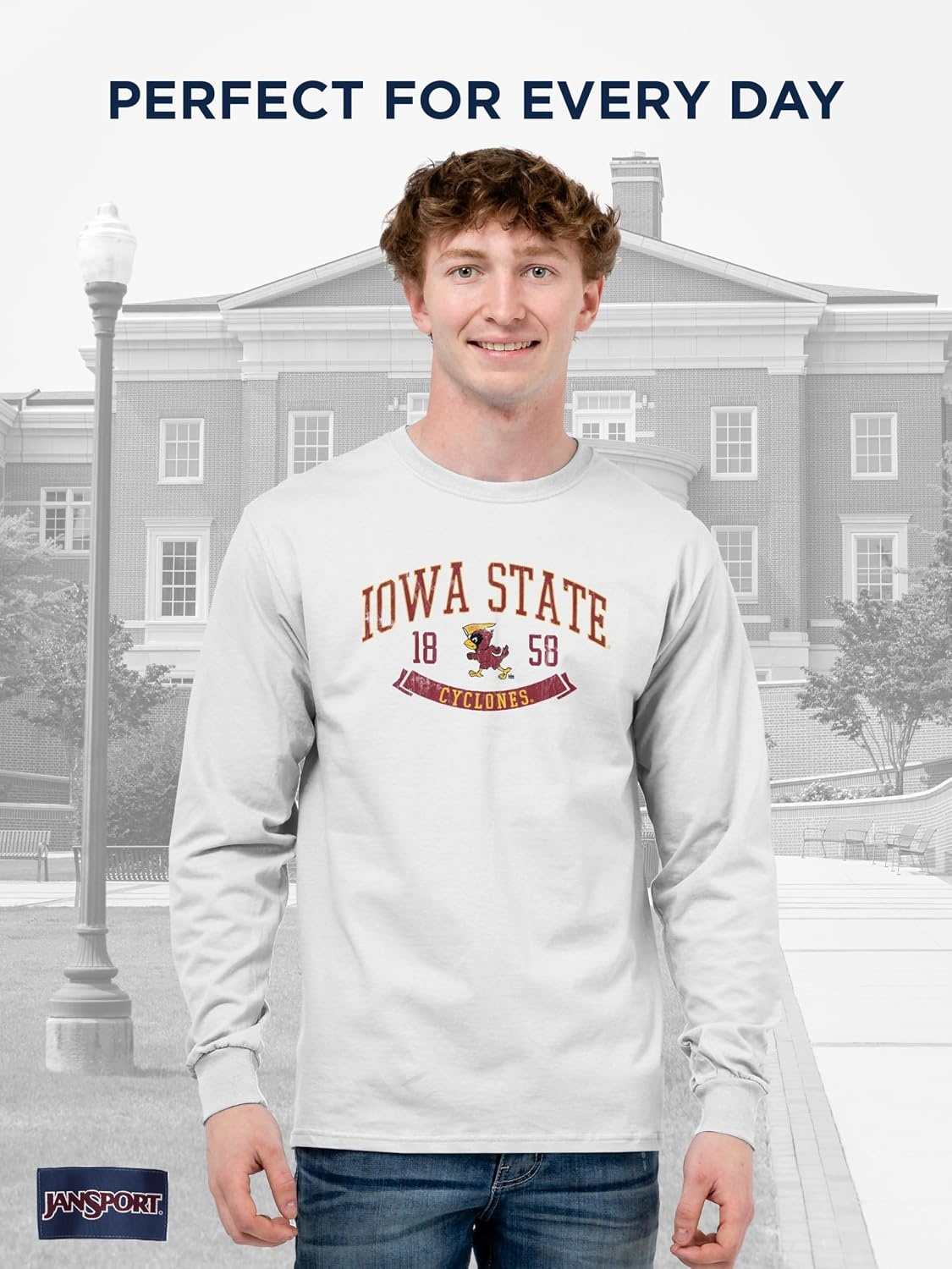 image:imageJanSport NCAA Officially Licensed Campus Long Sleeve T Shirt for Men Soft amp Breathable PreShrunk Cotton Crewneck T ShirtIowa State Cyclones
