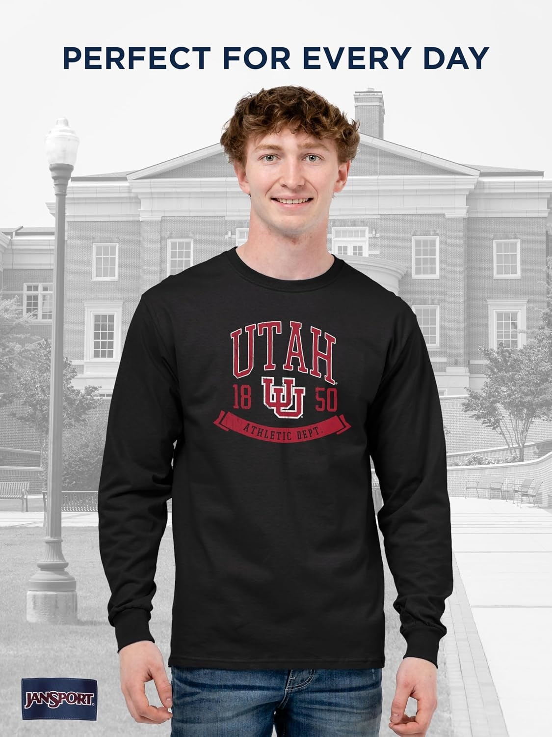 image:imageJanSport NCAA Officially Licensed Campus Long Sleeve T Shirt for Men Soft amp Breathable PreShrunk Cotton Crewneck T ShirtLouisville Cardinals