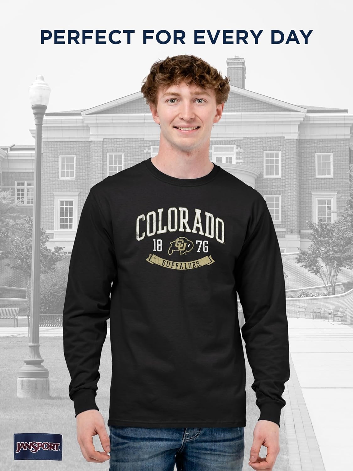 image:imageJanSport NCAA Officially Licensed Campus Long Sleeve T Shirt for Men Soft amp Breathable PreShrunk Cotton Crewneck T ShirtMissouri Tigers