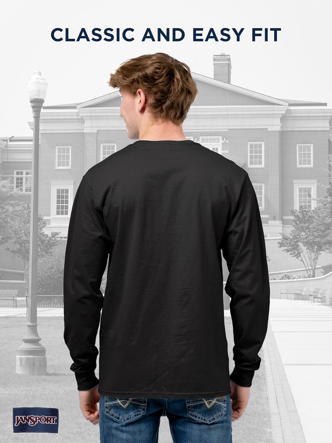 image:imageJanSport NCAA Officially Licensed Campus Long Sleeve T Shirt for Men Soft amp Breathable PreShrunk Cotton Crewneck T ShirtPurdue Boilermakers