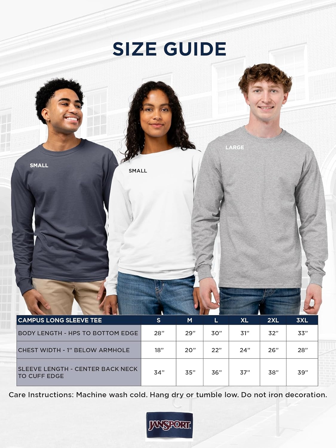 image:imageJanSport NCAA Officially Licensed Campus Long Sleeve T Shirt for Men Soft amp Breathable PreShrunk Cotton Crewneck T ShirtVirginia Tech Hokies