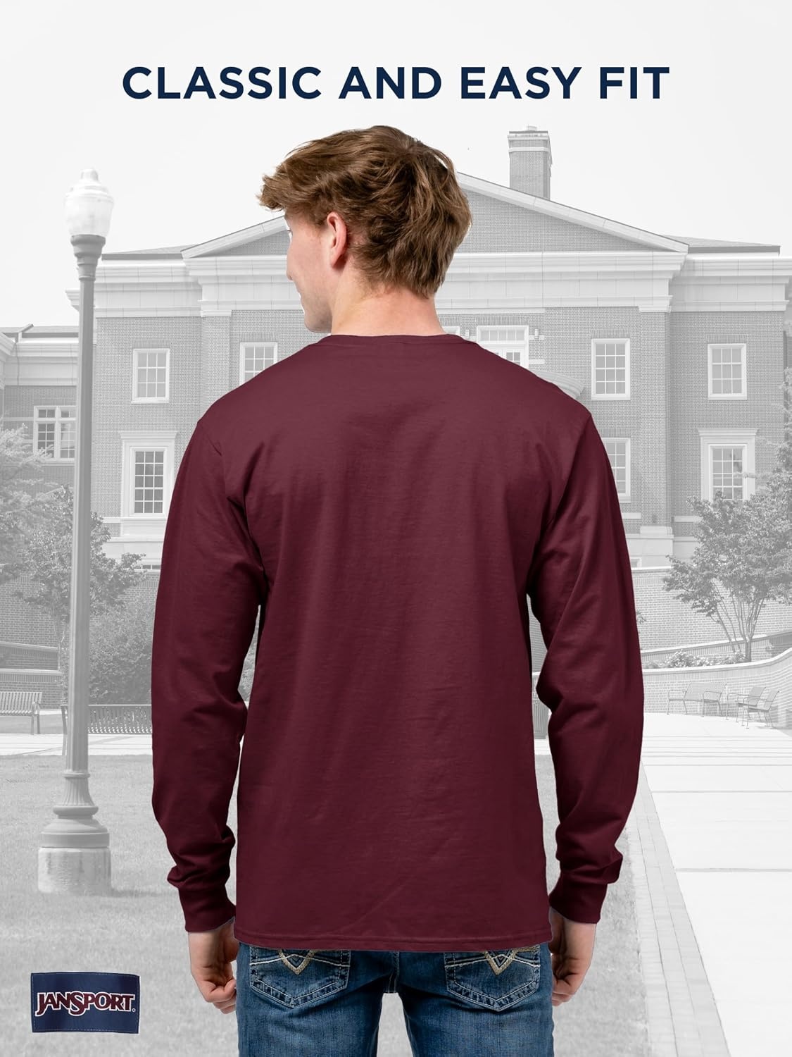 image:imageJanSport NCAA Officially Licensed Campus Long Sleeve T Shirt for Men Soft amp Breathable PreShrunk Cotton Crewneck T ShirtVirginia Tech Hokies