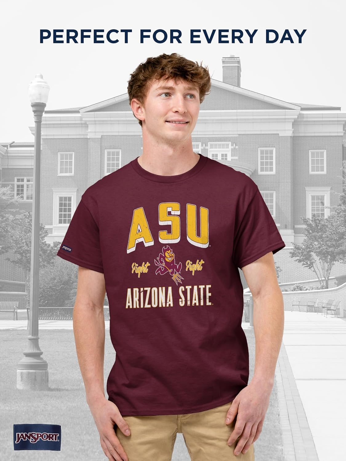 image:imageJanSport NCAA Officially Licensed Campus Short Sleeve T Shirt for Men Soft amp Breathable PreShrunk Cotton Crewneck T ShirtArizona State Sun Devils