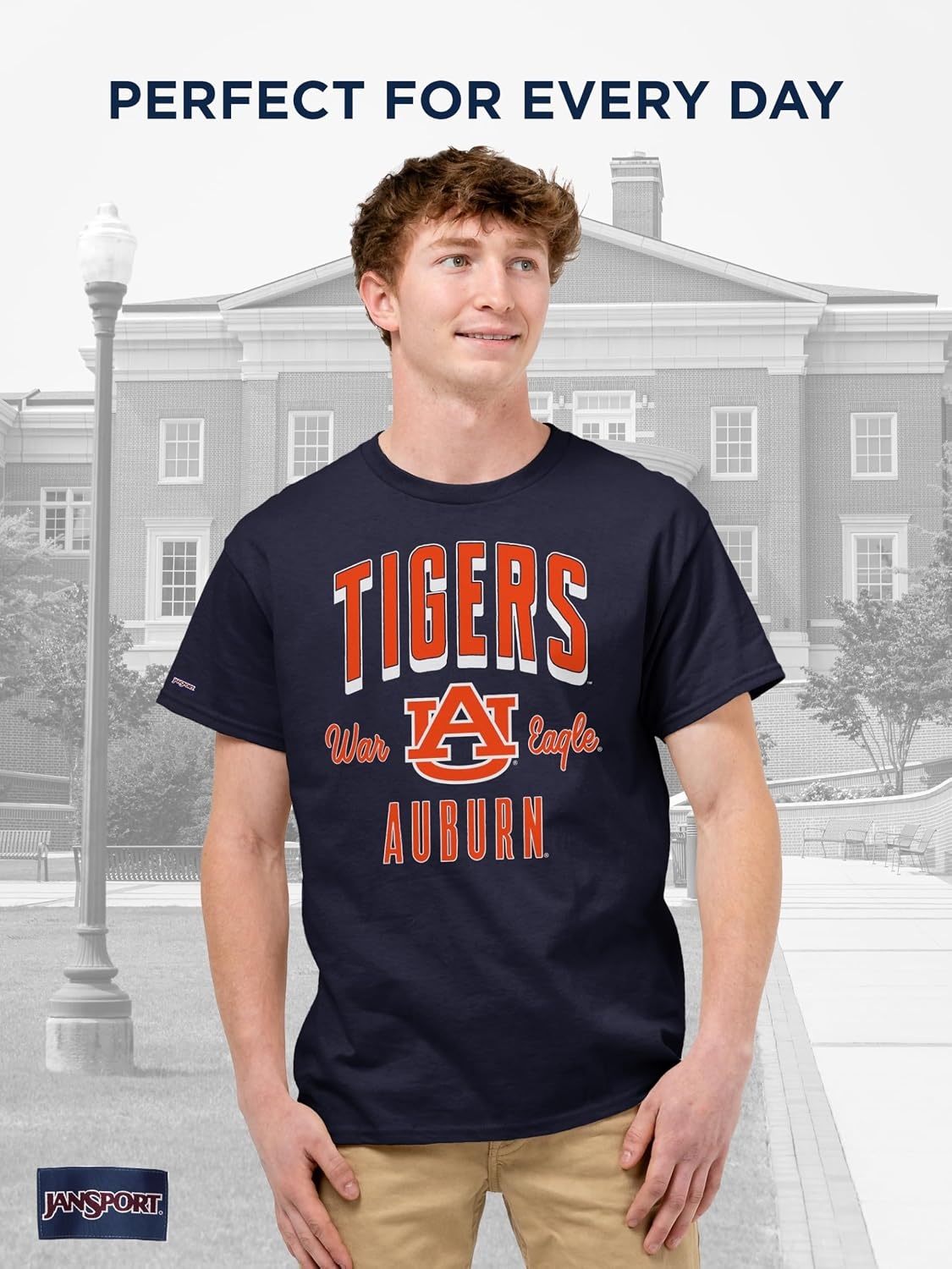 image:imageJanSport NCAA Officially Licensed Campus Short Sleeve T Shirt for Men Soft amp Breathable PreShrunk Cotton Crewneck T ShirtAuburn Tigers