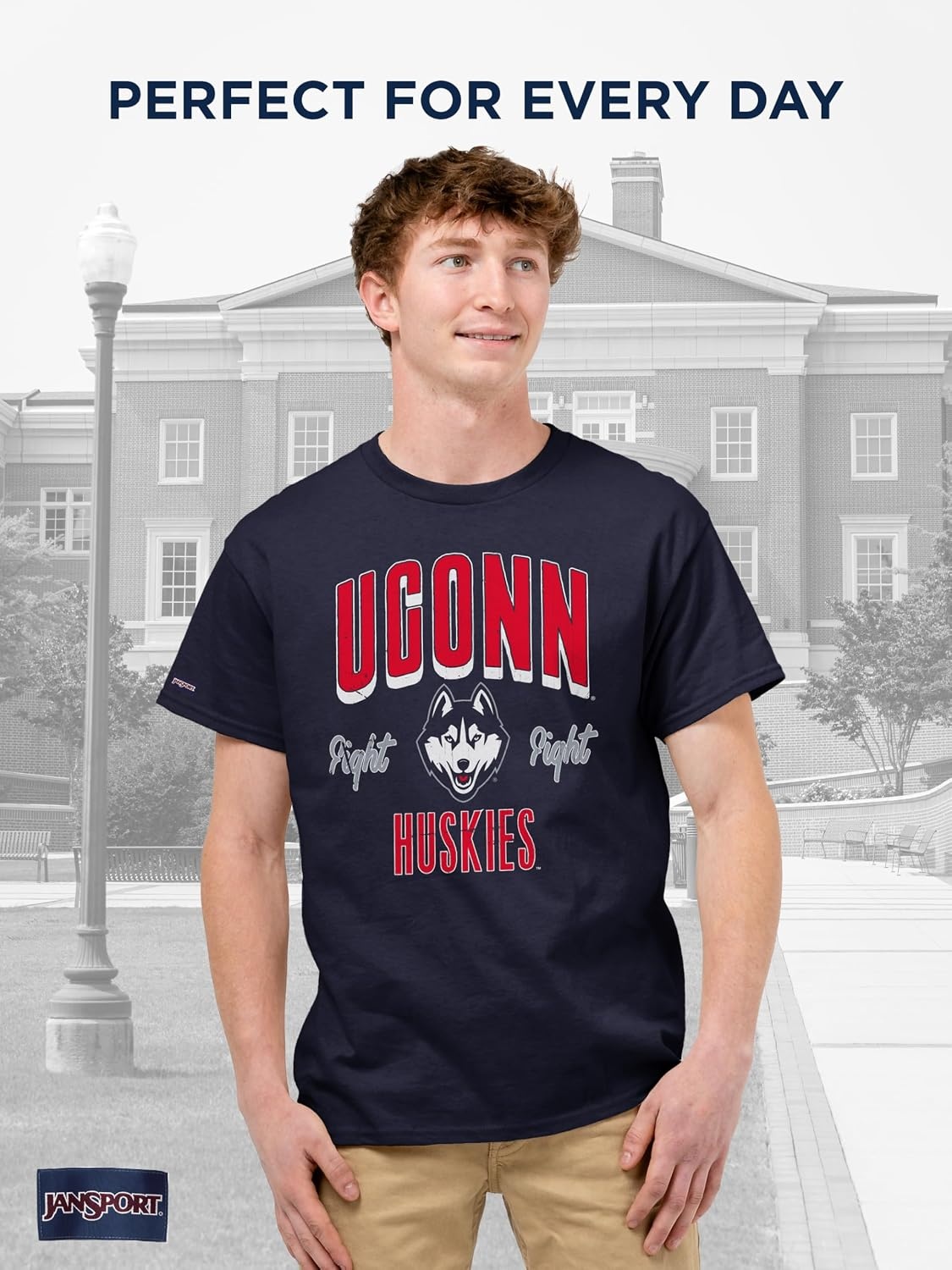 image:imageJanSport NCAA Officially Licensed Campus Short Sleeve T Shirt for Men Soft amp Breathable PreShrunk Cotton Crewneck T ShirtConnecticut Huskies