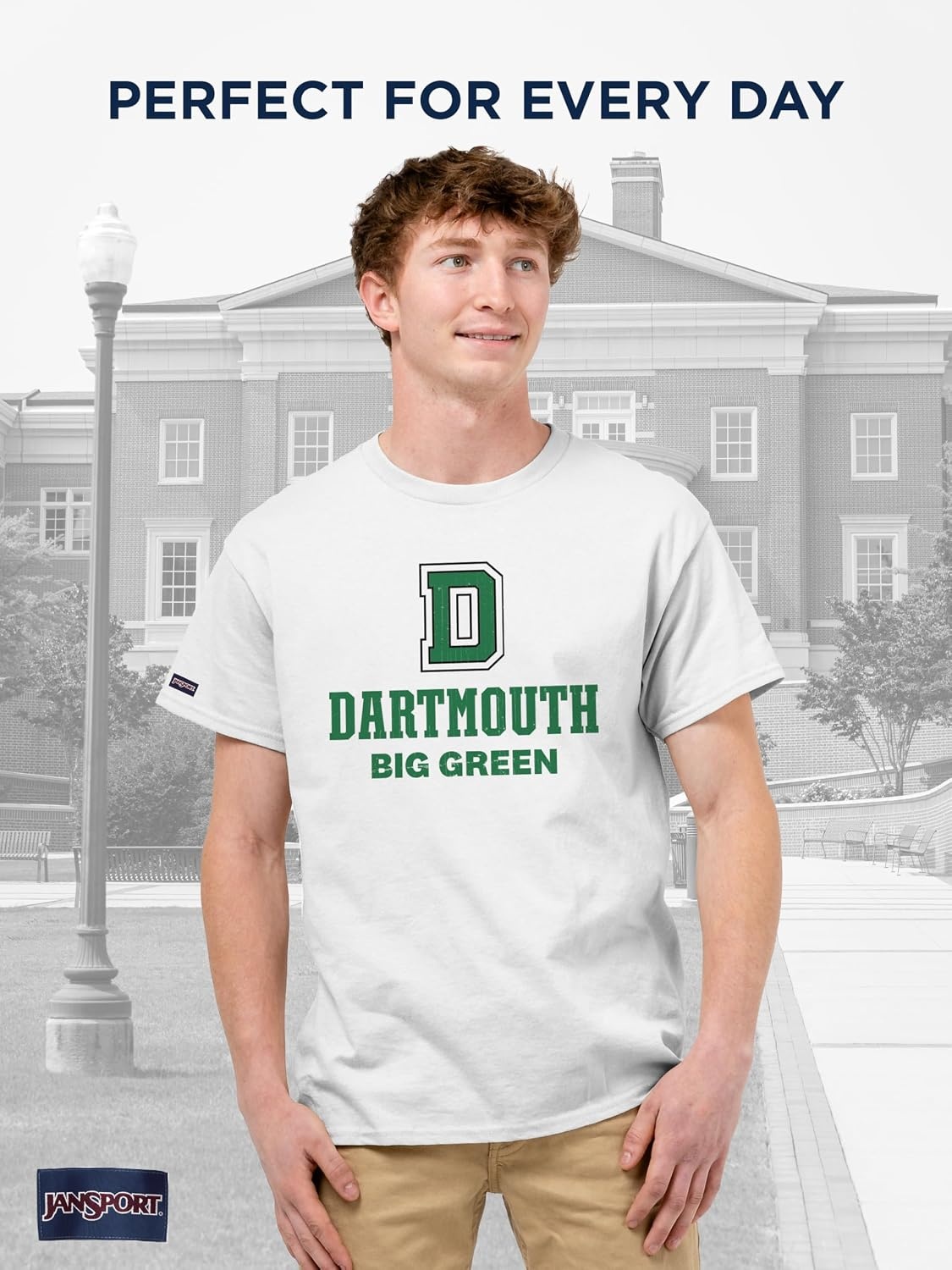 image:imageJanSport NCAA Officially Licensed Campus Short Sleeve T Shirt for Men Soft amp Breathable PreShrunk Cotton Crewneck T ShirtDartmouth Big Green