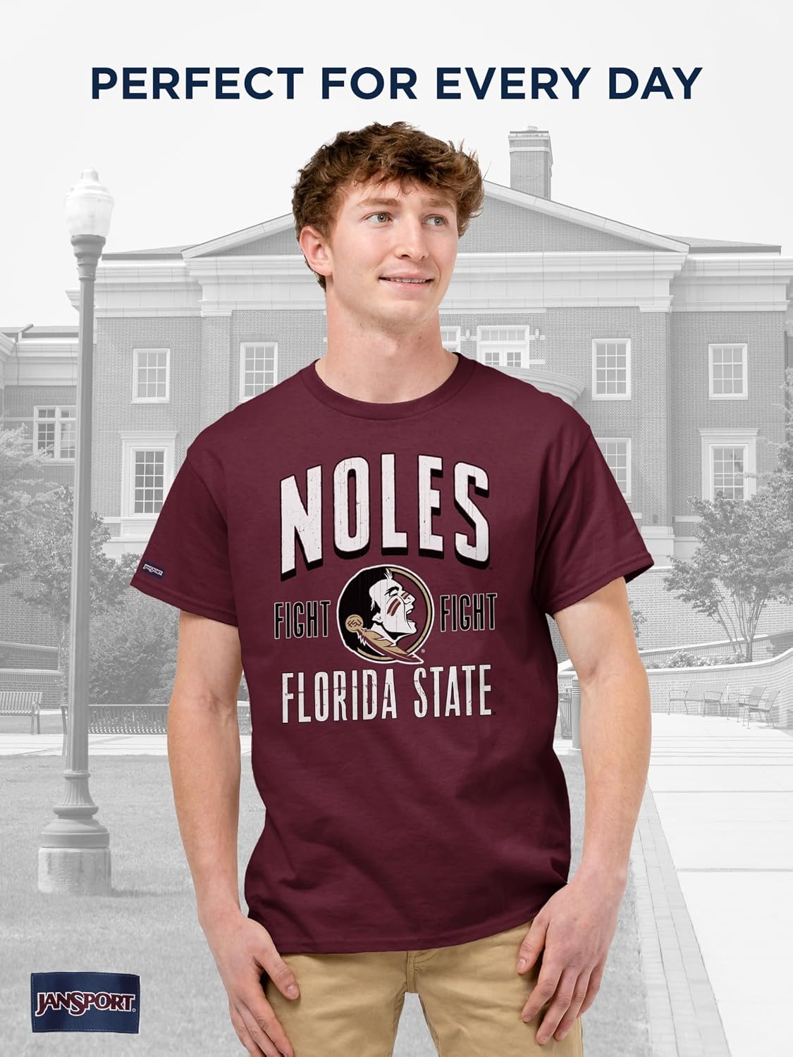 image:imageJanSport NCAA Officially Licensed Campus Short Sleeve T Shirt for Men Soft amp Breathable PreShrunk Cotton Crewneck T ShirtFlorida State Seminoles