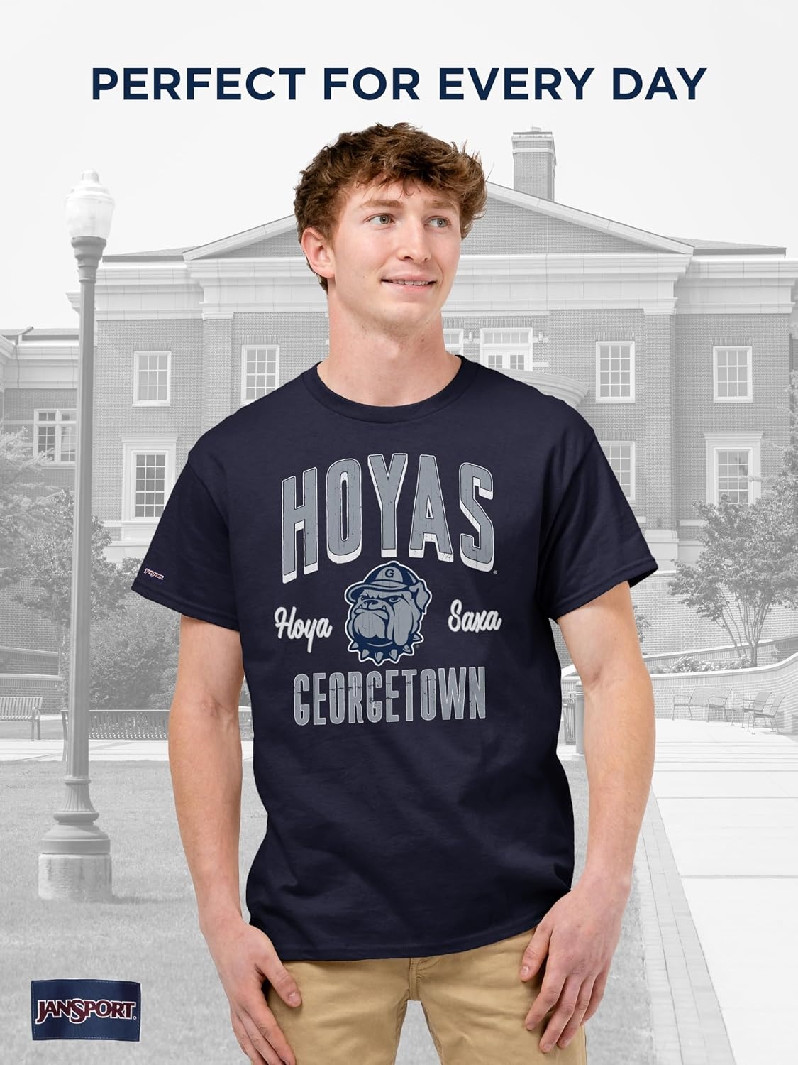 image:imageJanSport NCAA Officially Licensed Campus Short Sleeve T Shirt for Men Soft amp Breathable PreShrunk Cotton Crewneck T ShirtGeorgetown Hoyas