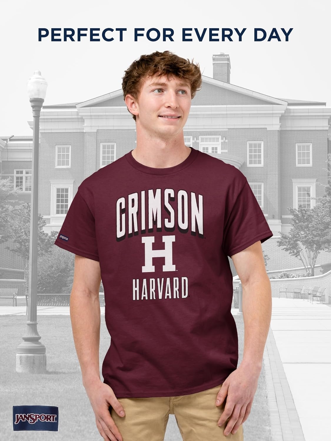 image:imageJanSport NCAA Officially Licensed Campus Short Sleeve T Shirt for Men Soft amp Breathable PreShrunk Cotton Crewneck T ShirtHarvard Crimson