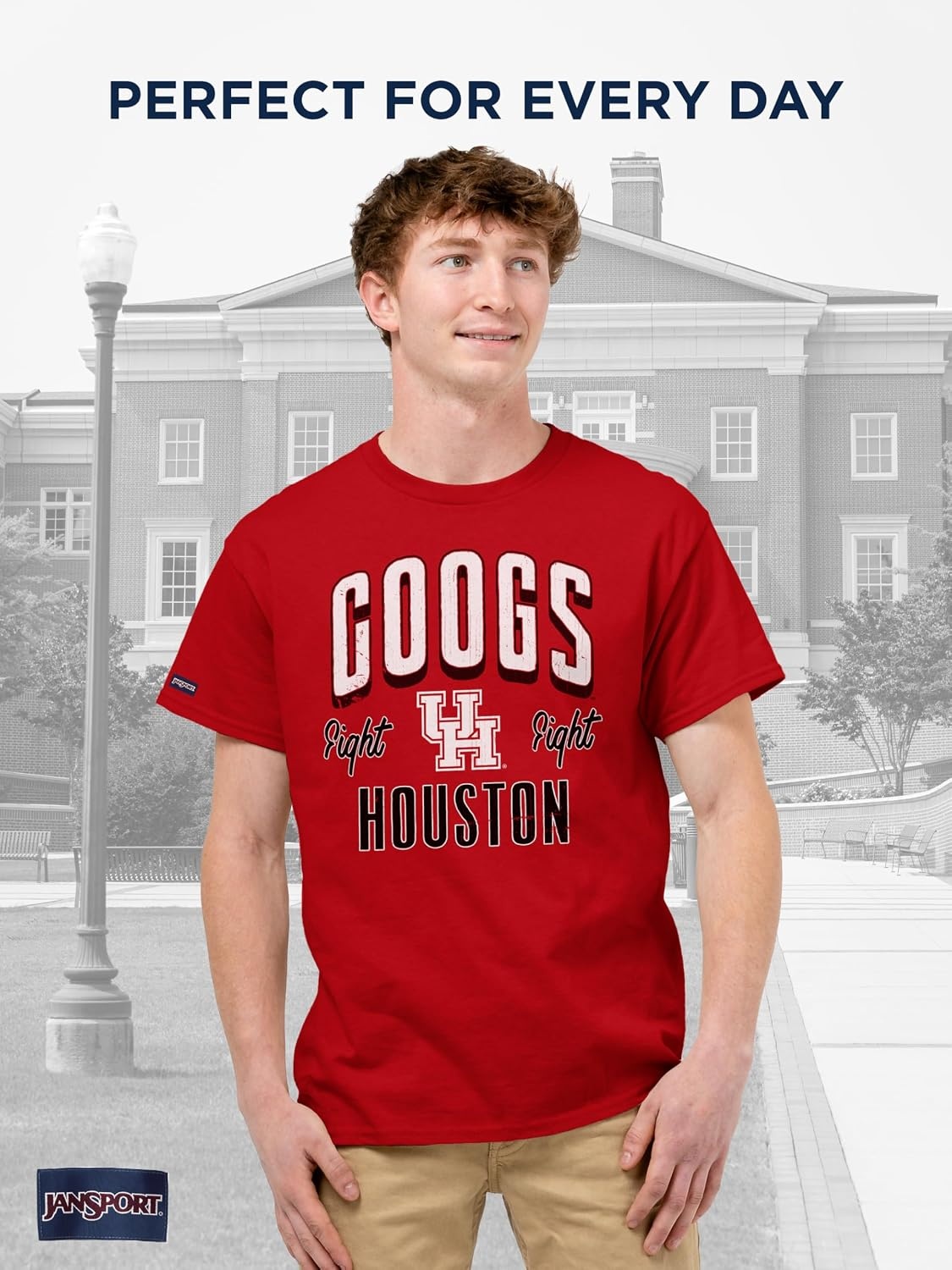 image:imageJanSport NCAA Officially Licensed Campus Short Sleeve T Shirt for Men Soft amp Breathable PreShrunk Cotton Crewneck T ShirtHouston Cougars