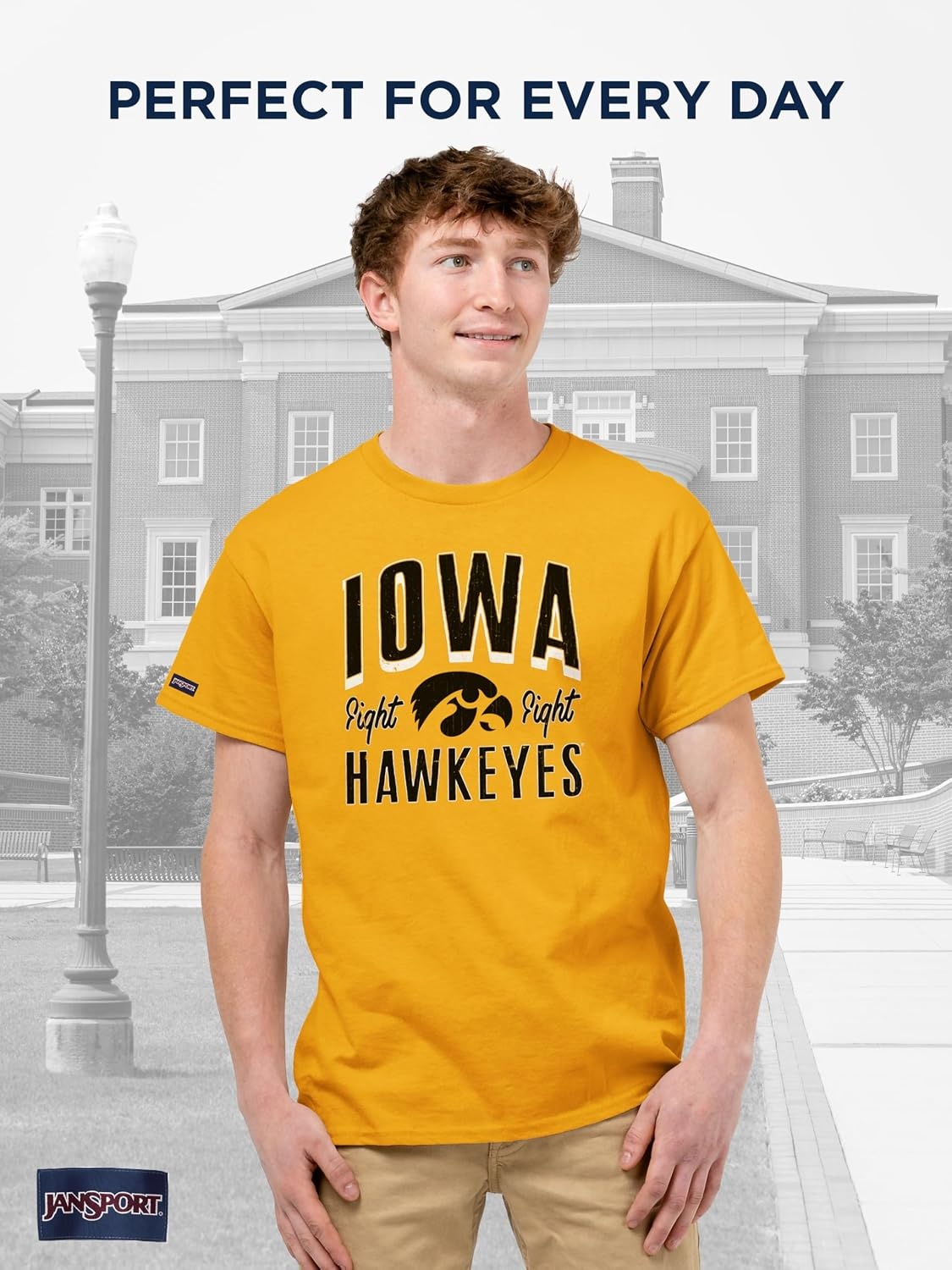 image:imageJanSport NCAA Officially Licensed Campus Short Sleeve T Shirt for Men Soft amp Breathable PreShrunk Cotton Crewneck T ShirtIowa Hawkeyes