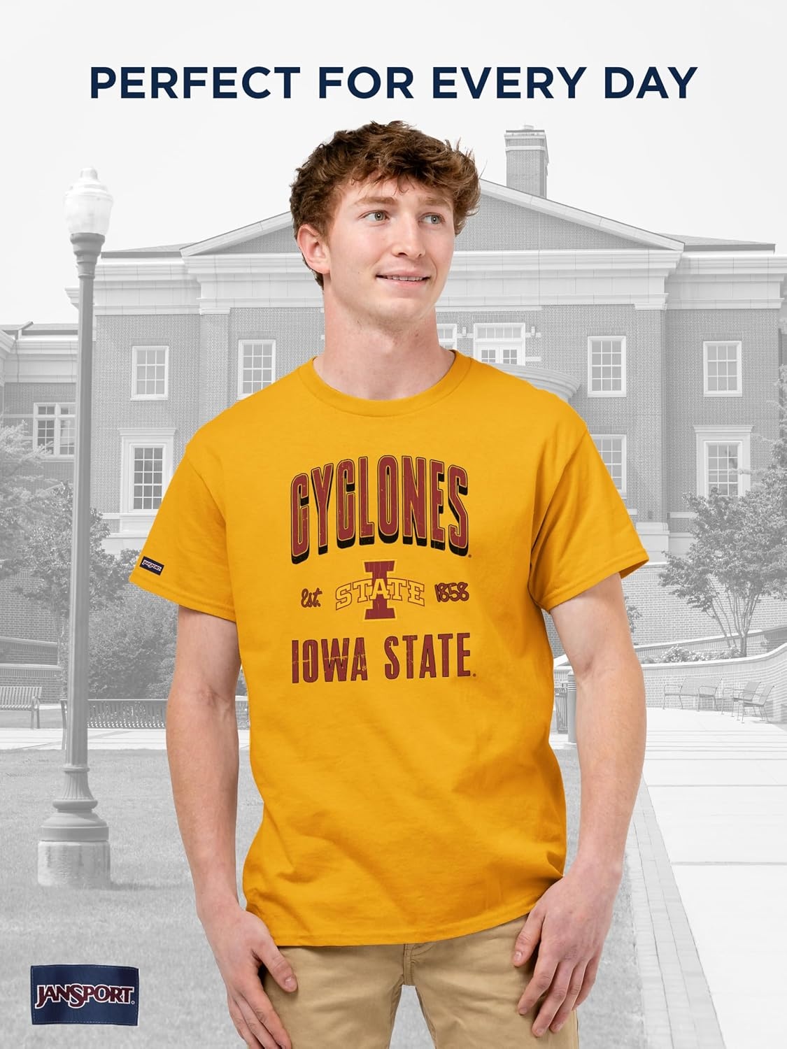 image:imageJanSport NCAA Officially Licensed Campus Short Sleeve T Shirt for Men Soft amp Breathable PreShrunk Cotton Crewneck T ShirtIowa State Cyclones