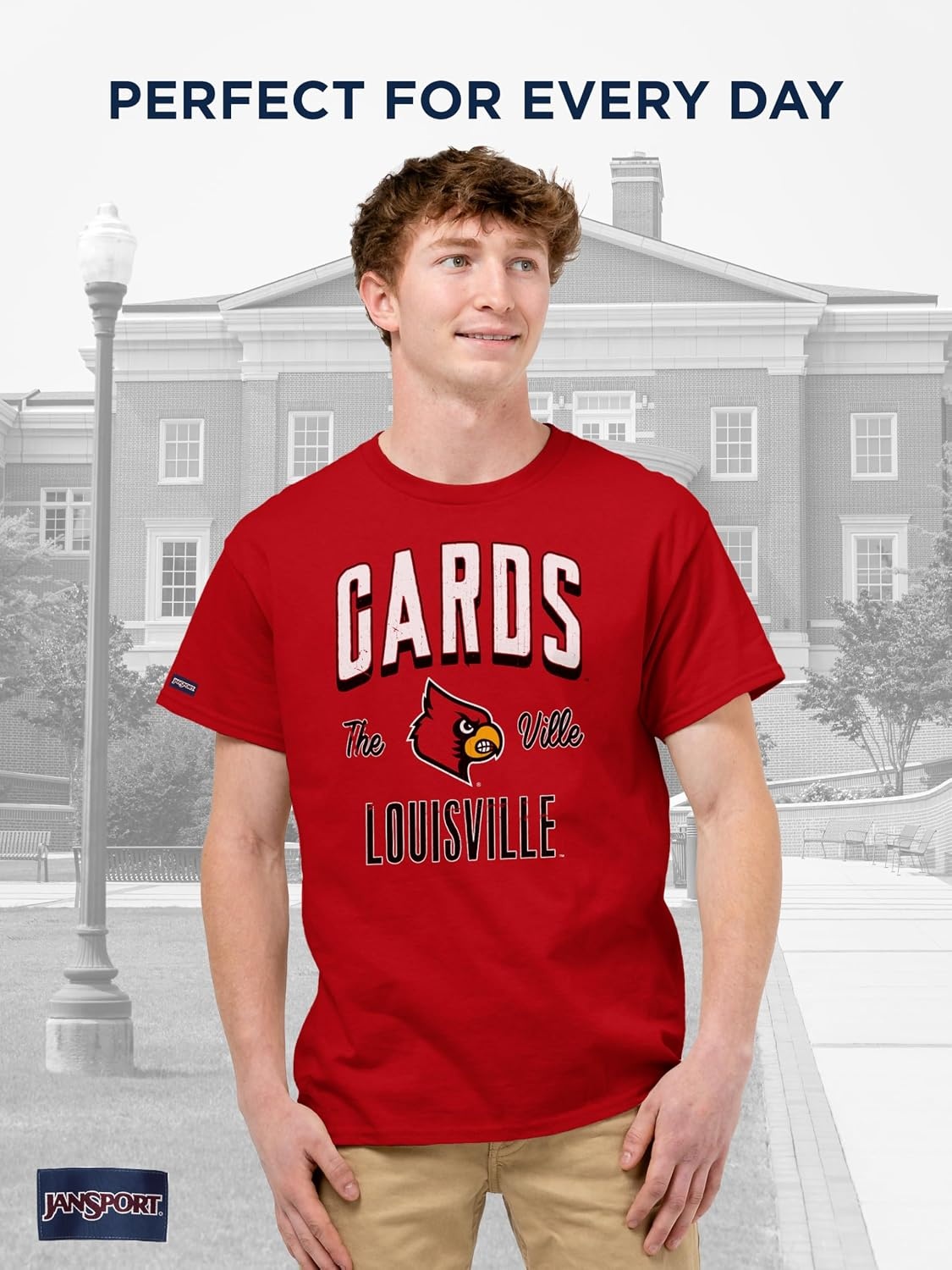 image:imageJanSport NCAA Officially Licensed Campus Short Sleeve T Shirt for Men Soft amp Breathable PreShrunk Cotton Crewneck T ShirtLouisville Cardinals