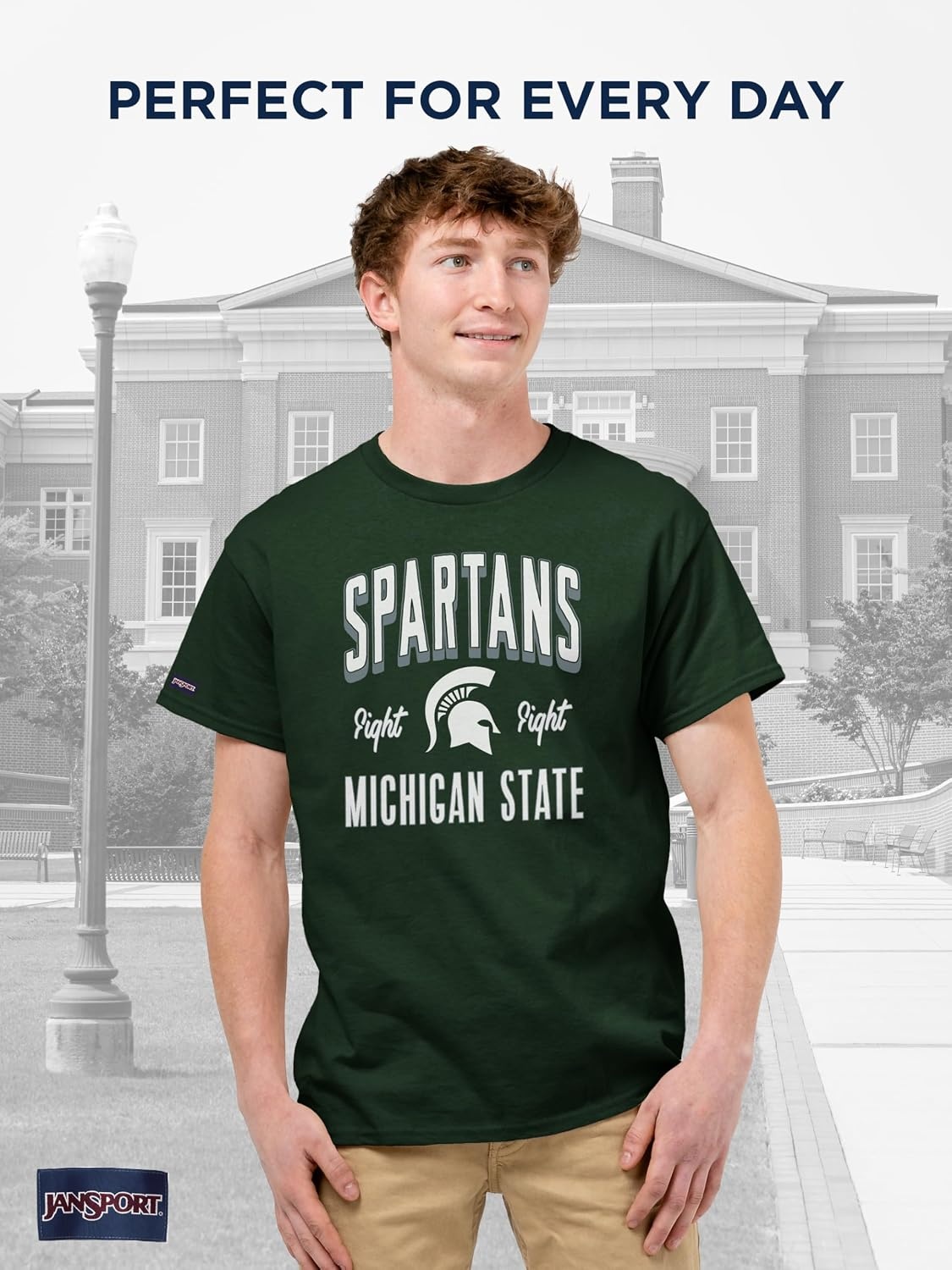 image:imageJanSport NCAA Officially Licensed Campus Short Sleeve T Shirt for Men Soft amp Breathable PreShrunk Cotton Crewneck T ShirtMichigan State Spartans