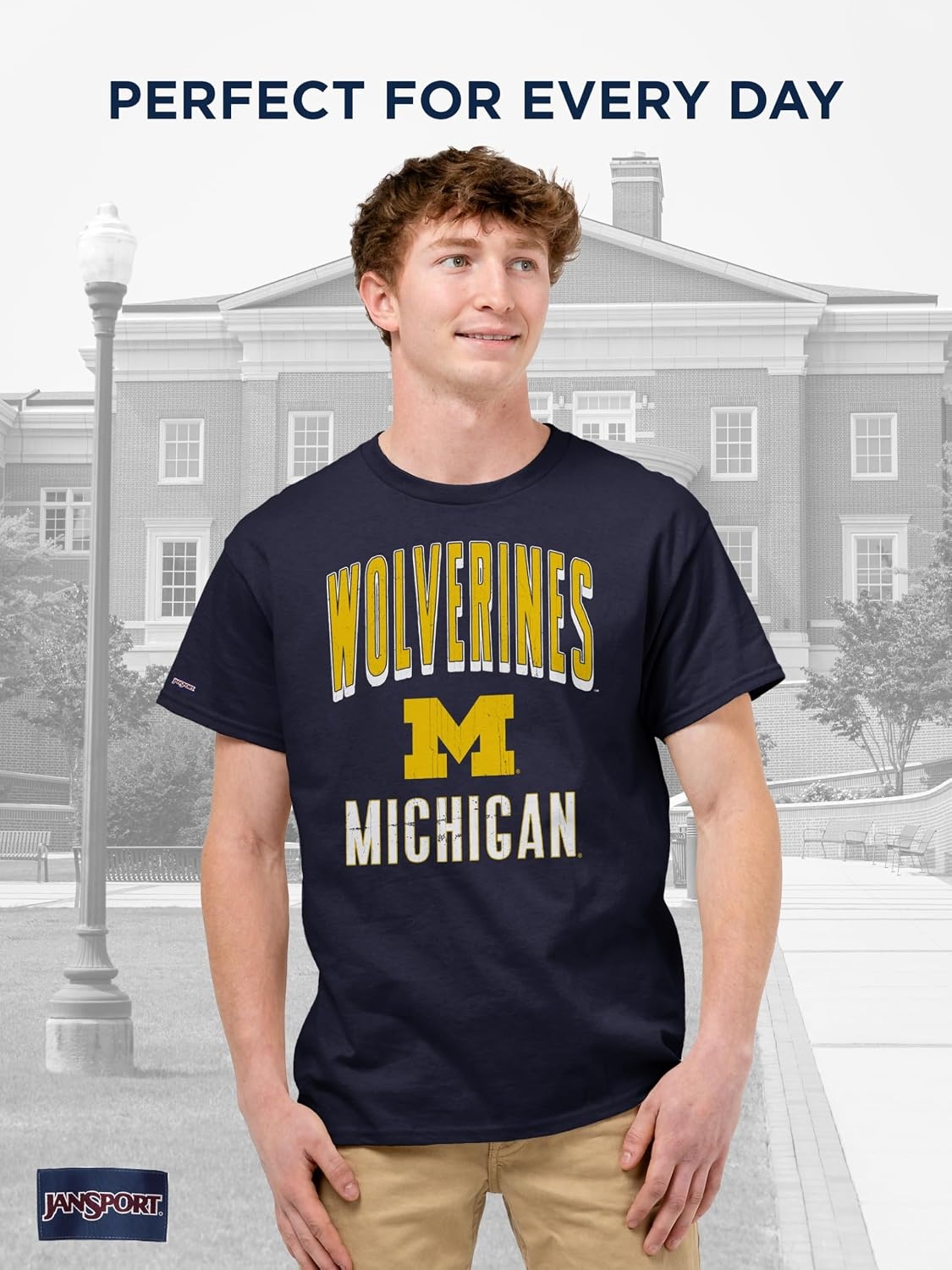 image:imageJanSport NCAA Officially Licensed Campus Short Sleeve T Shirt for Men Soft amp Breathable PreShrunk Cotton Crewneck T ShirtMichigan Wolverines