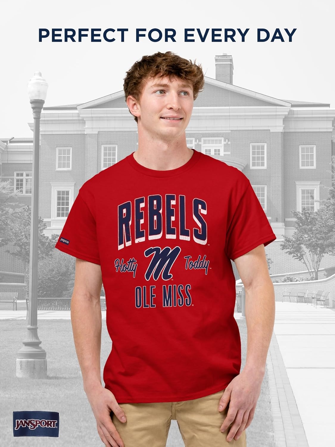 image:imageJanSport NCAA Officially Licensed Campus Short Sleeve T Shirt for Men Soft amp Breathable PreShrunk Cotton Crewneck T ShirtMississippi Old Miss Rebels