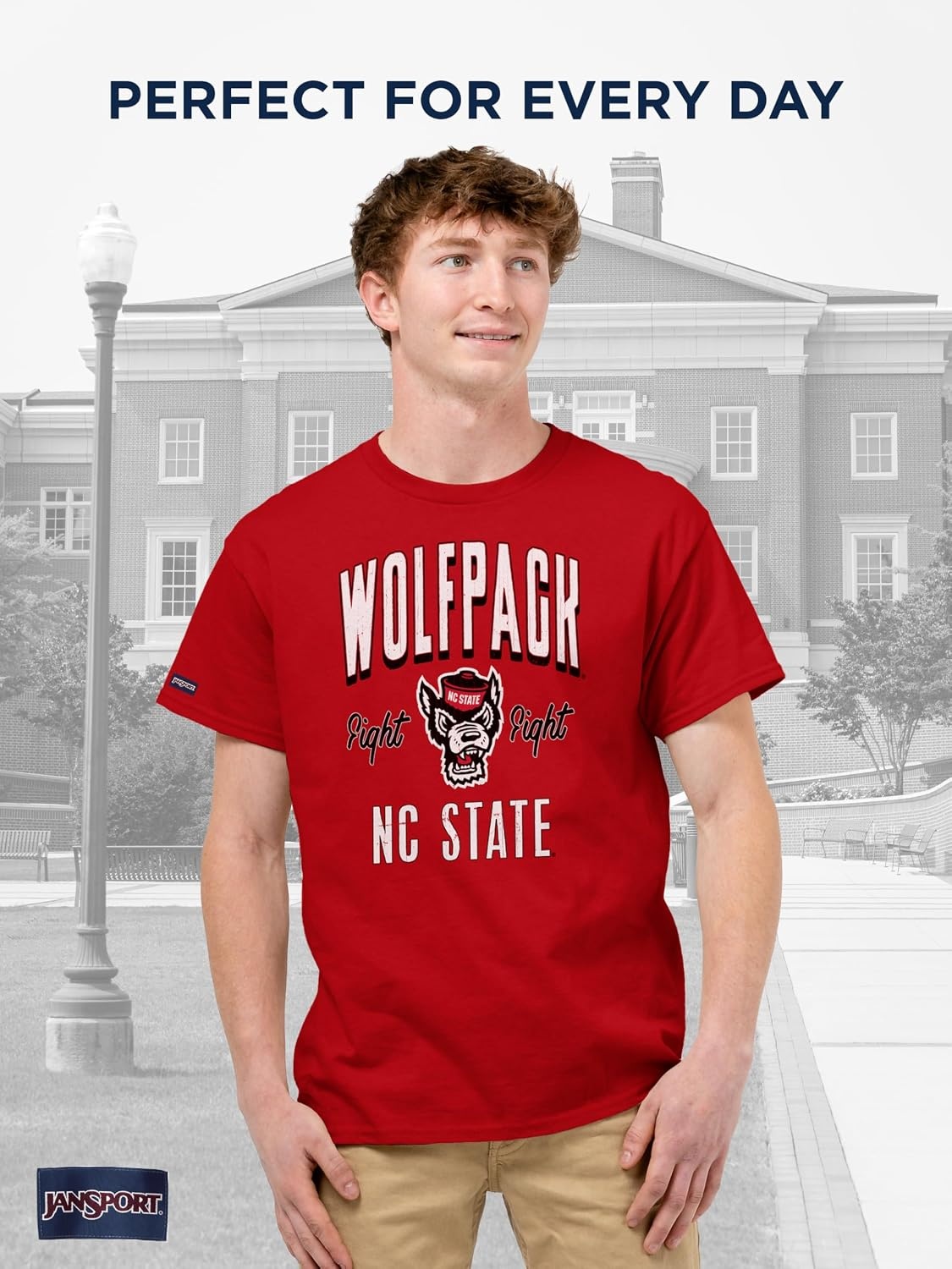image:imageJanSport NCAA Officially Licensed Campus Short Sleeve T Shirt for Men Soft amp Breathable PreShrunk Cotton Crewneck T ShirtNorth Carolina State Wolfpack