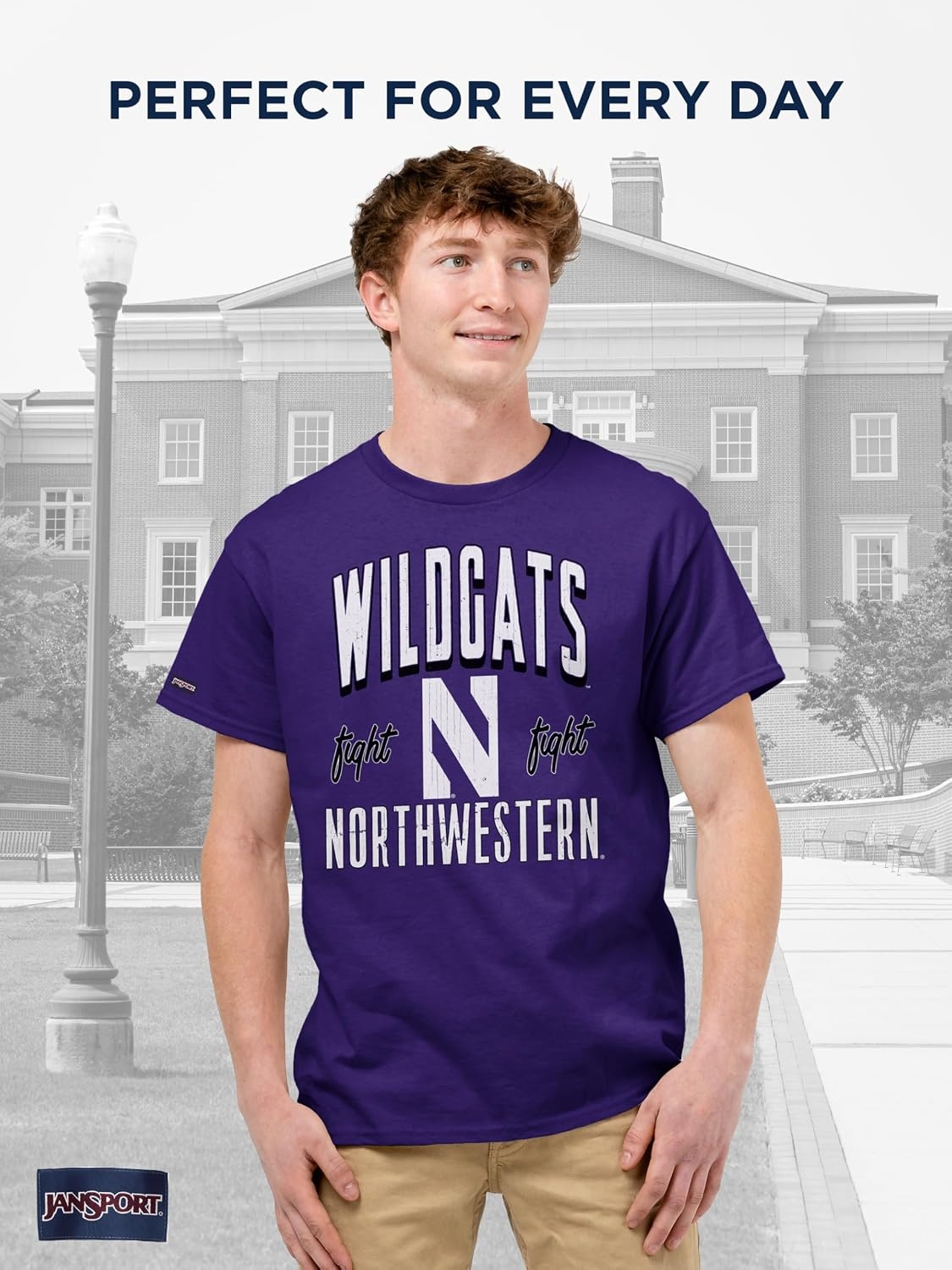 image:imageJanSport NCAA Officially Licensed Campus Short Sleeve T Shirt for Men Soft amp Breathable PreShrunk Cotton Crewneck T ShirtNorthwestern Wildcats