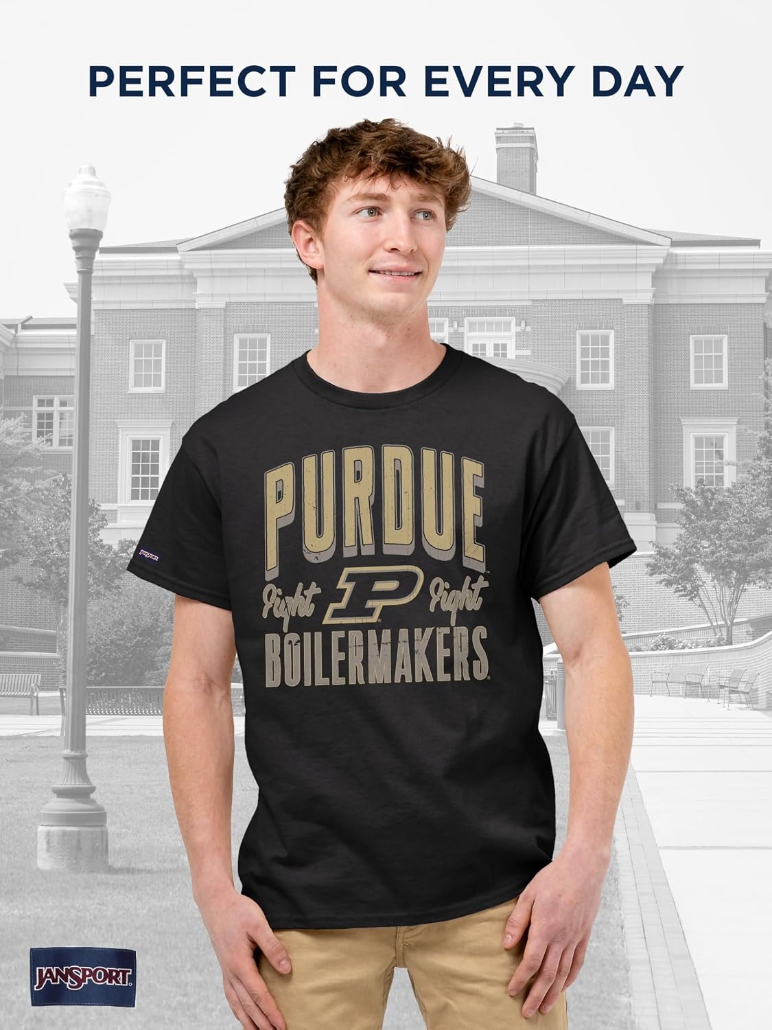 image:imageJanSport NCAA Officially Licensed Campus Short Sleeve T Shirt for Men Soft amp Breathable PreShrunk Cotton Crewneck T ShirtPurdue Boilermakers