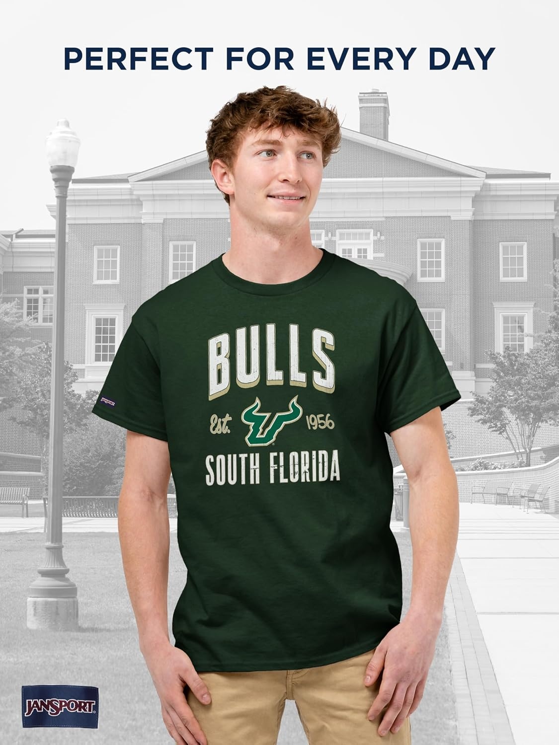 image:imageJanSport NCAA Officially Licensed Campus Short Sleeve T Shirt for Men Soft amp Breathable PreShrunk Cotton Crewneck T ShirtSouth Florida Bulls