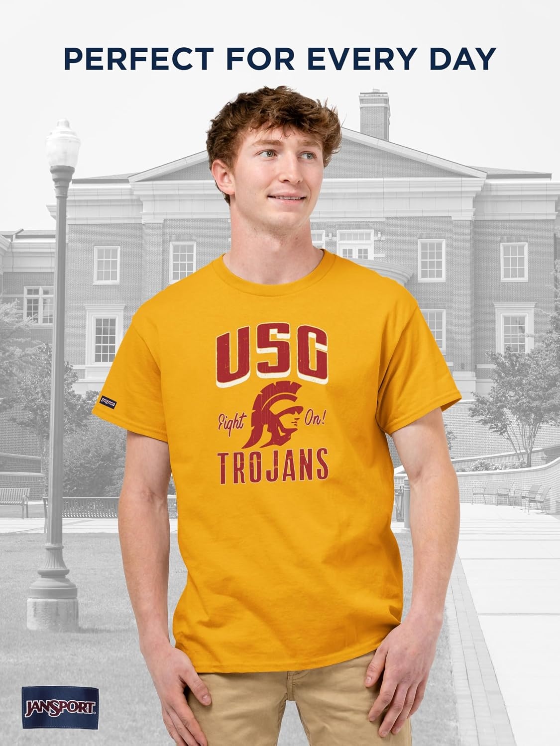 image:imageJanSport NCAA Officially Licensed Campus Short Sleeve T Shirt for Men Soft amp Breathable PreShrunk Cotton Crewneck T ShirtUSC Trojans