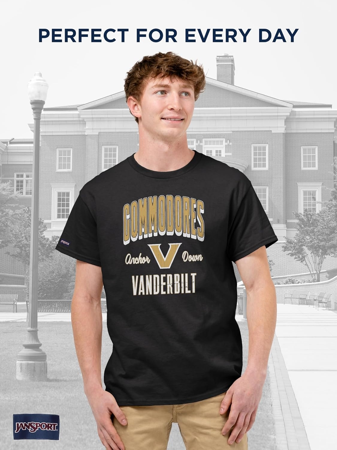 image:imageJanSport NCAA Officially Licensed Campus Short Sleeve T Shirt for Men Soft amp Breathable PreShrunk Cotton Crewneck T ShirtVanderbilt Commodores