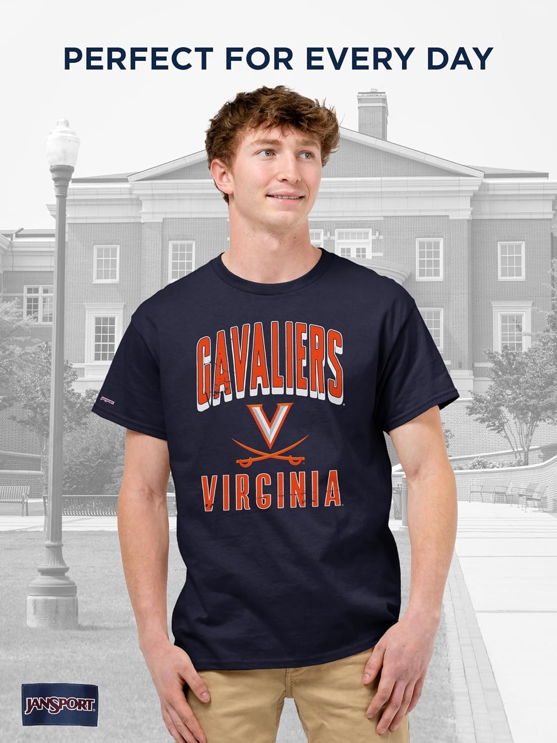 image:imageJanSport NCAA Officially Licensed Campus Short Sleeve T Shirt for Men Soft amp Breathable PreShrunk Cotton Crewneck T ShirtVirginia Cavaliers