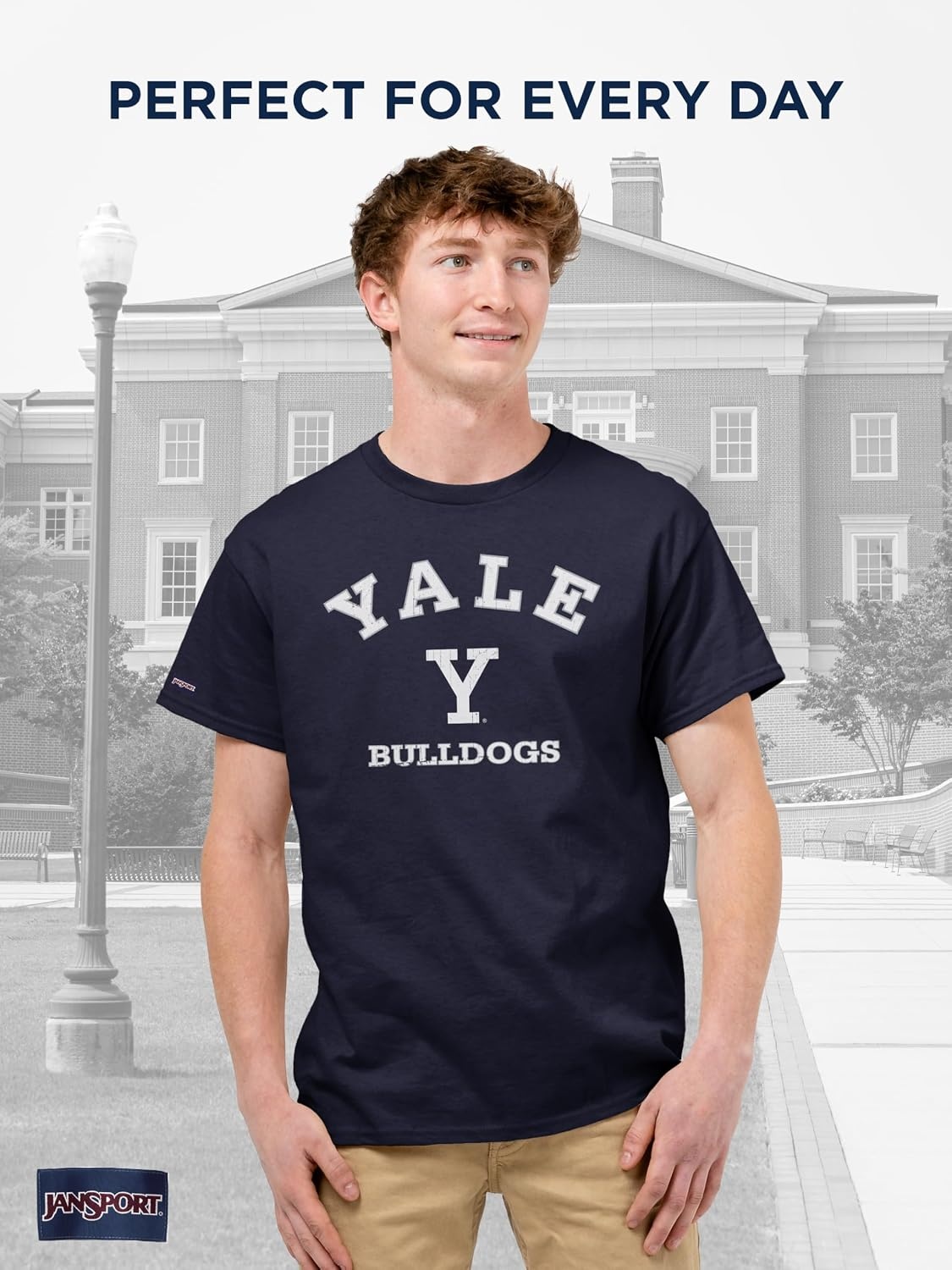 image:imageJanSport NCAA Officially Licensed Campus Short Sleeve T Shirt for Men Soft amp Breathable PreShrunk Cotton Crewneck T ShirtYale Bulldogs