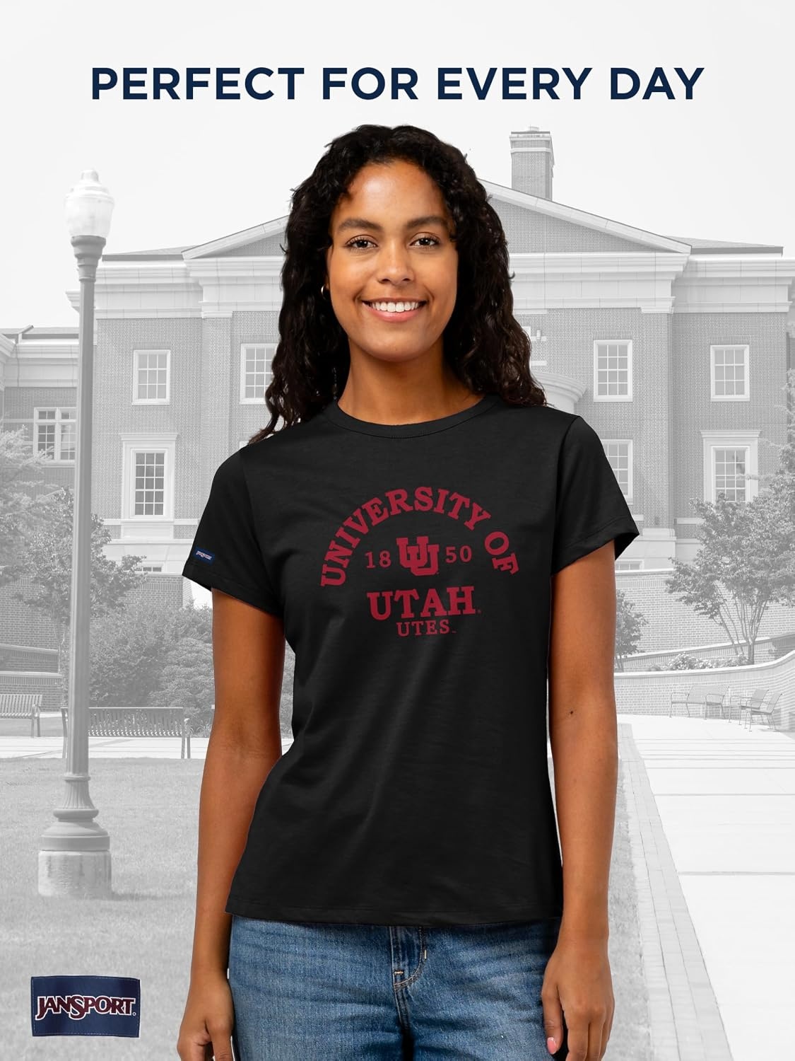 image:imageJanSport NCAA Officially Licensed Graduate Short Sleeve T Shirt for Women Soft amp Breathable CottonPolyester Blend Crewneck T Shirt with Graphic Detailing Everyday University Fan ApparelUtah Utes