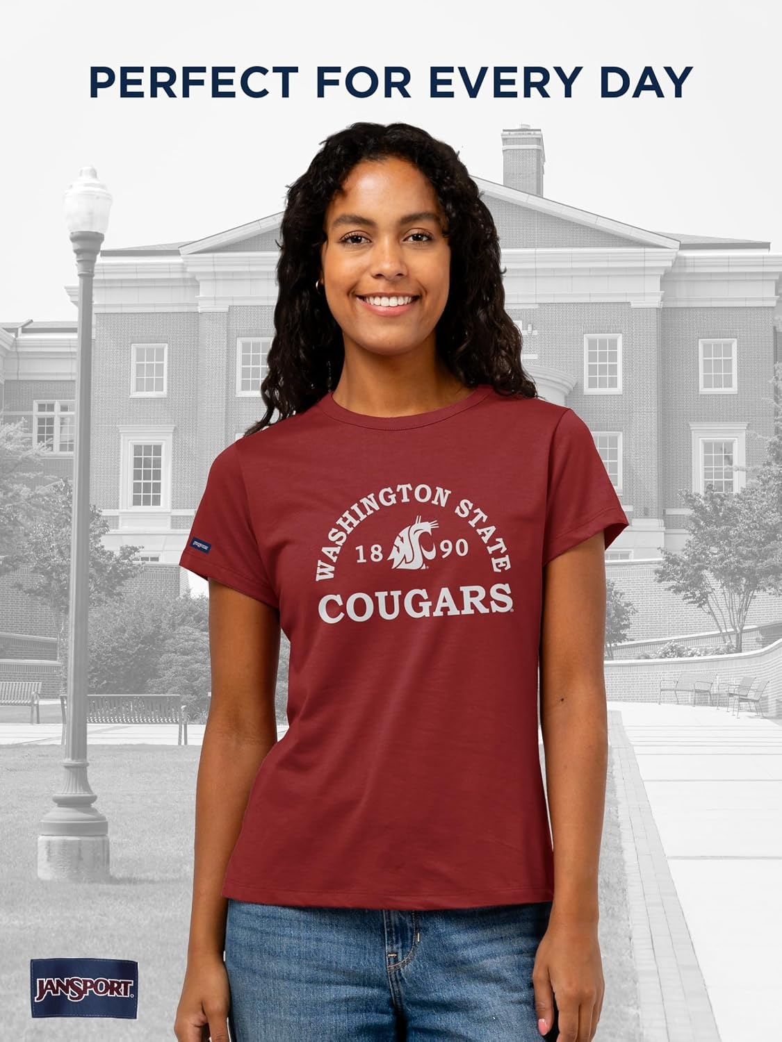 image:imageJanSport NCAA Officially Licensed Graduate Short Sleeve T Shirt for Women Soft amp Breathable CottonPolyester Blend Crewneck T Shirt with Graphic Detailing Everyday University Fan ApparelWashington State Cougars