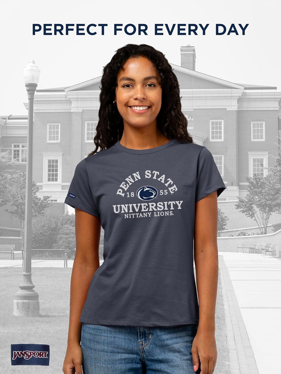 image:imageJanSport NCAA Officially Licensed Graduate Short Sleeve T Shirt for Women Soft amp Breathable CottonPolyester Blend Crewneck T Shirt with Graphic Detailing Everyday University Fan ApparelPenn State Nittany Lions