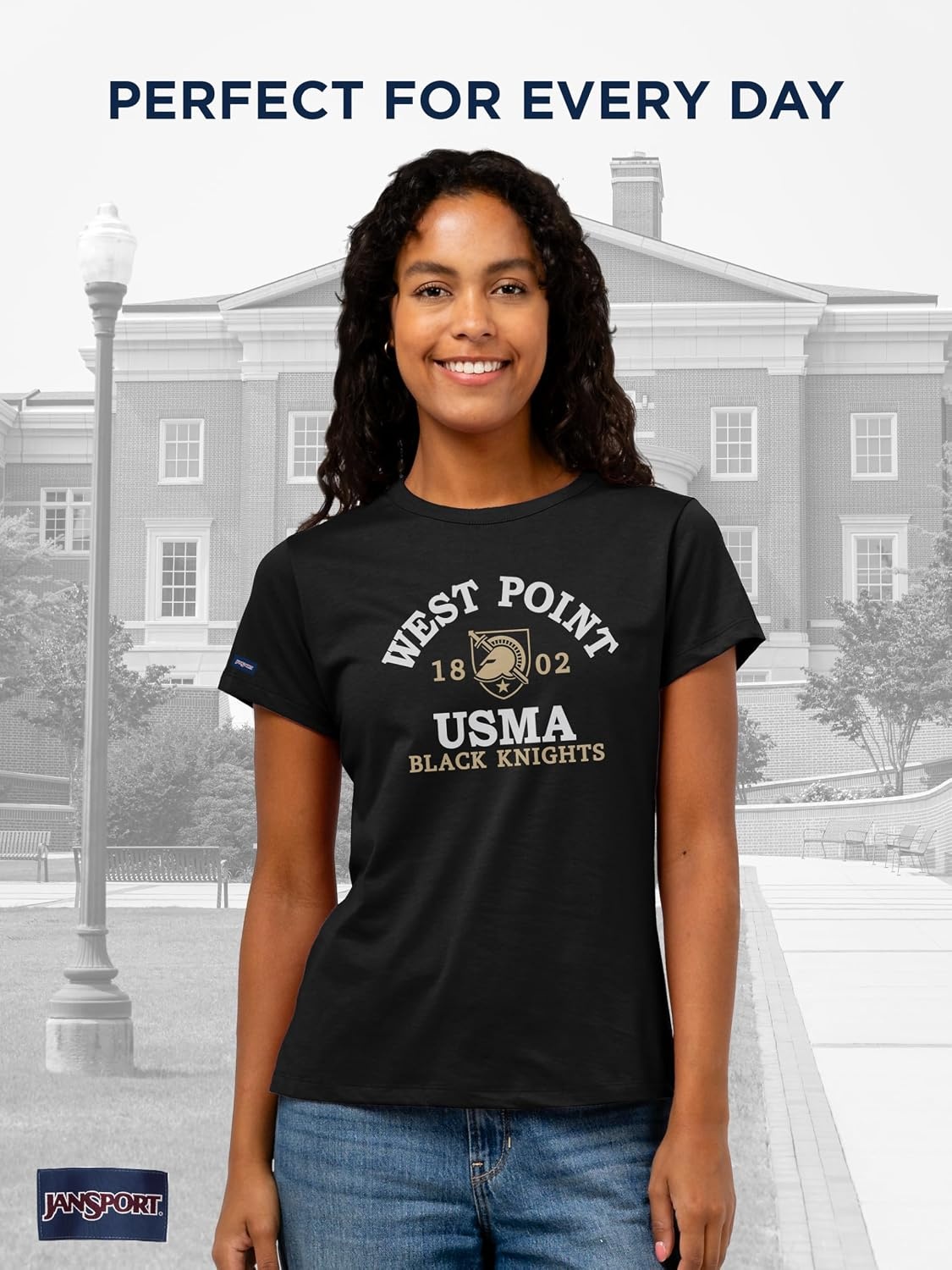 image:imageJanSport NCAA Officially Licensed Graduate Short Sleeve T Shirt for Women Soft amp Breathable CottonPolyester Blend Crewneck T Shirt with Graphic Detailing Everyday University Fan ApparelArmy Black Knights