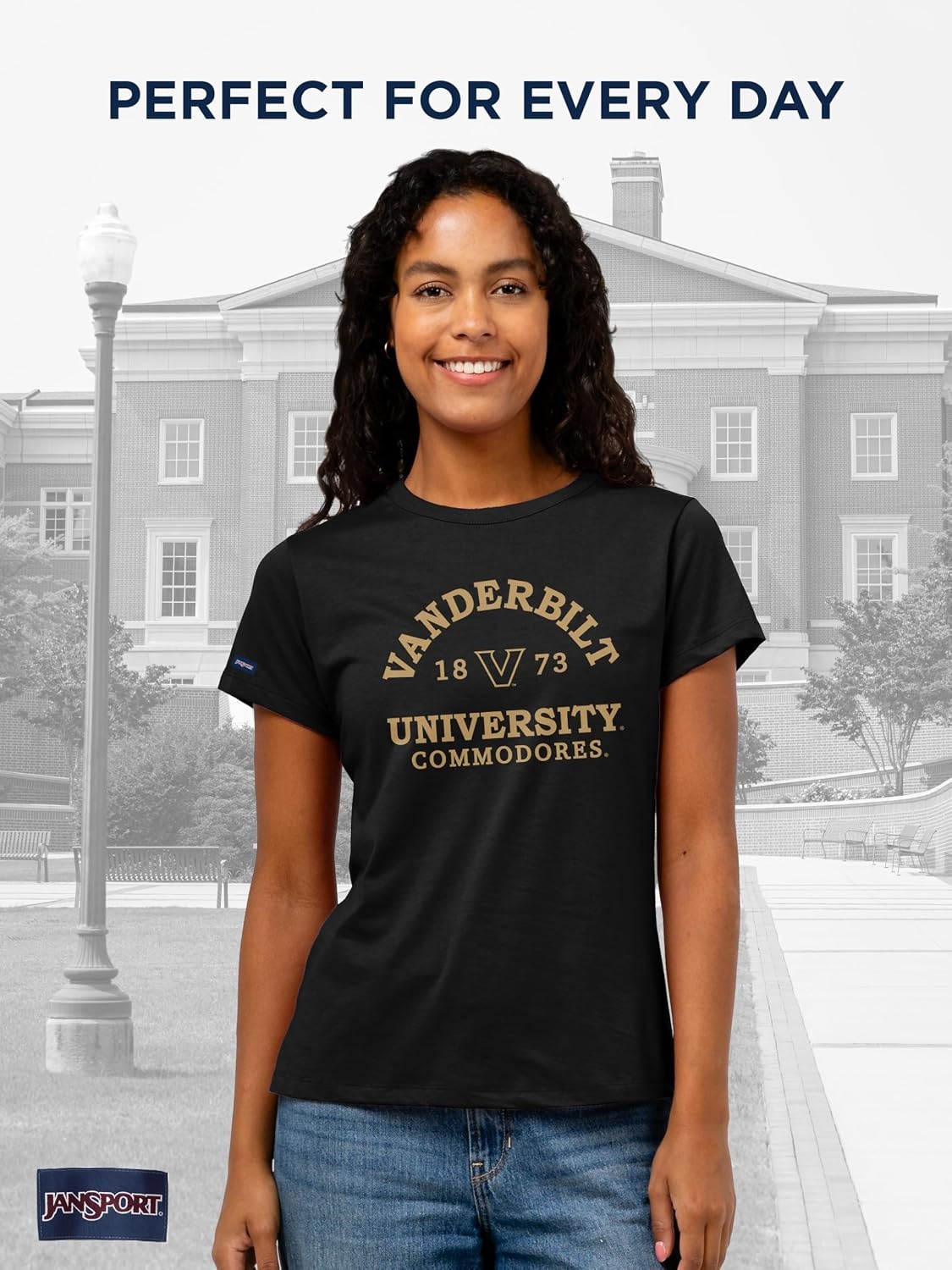 image:imageJanSport NCAA Officially Licensed Graduate Short Sleeve T Shirt for Women Soft amp Breathable CottonPolyester Blend Crewneck T Shirt with Graphic Detailing Everyday University Fan ApparelVanderbilt Commodores