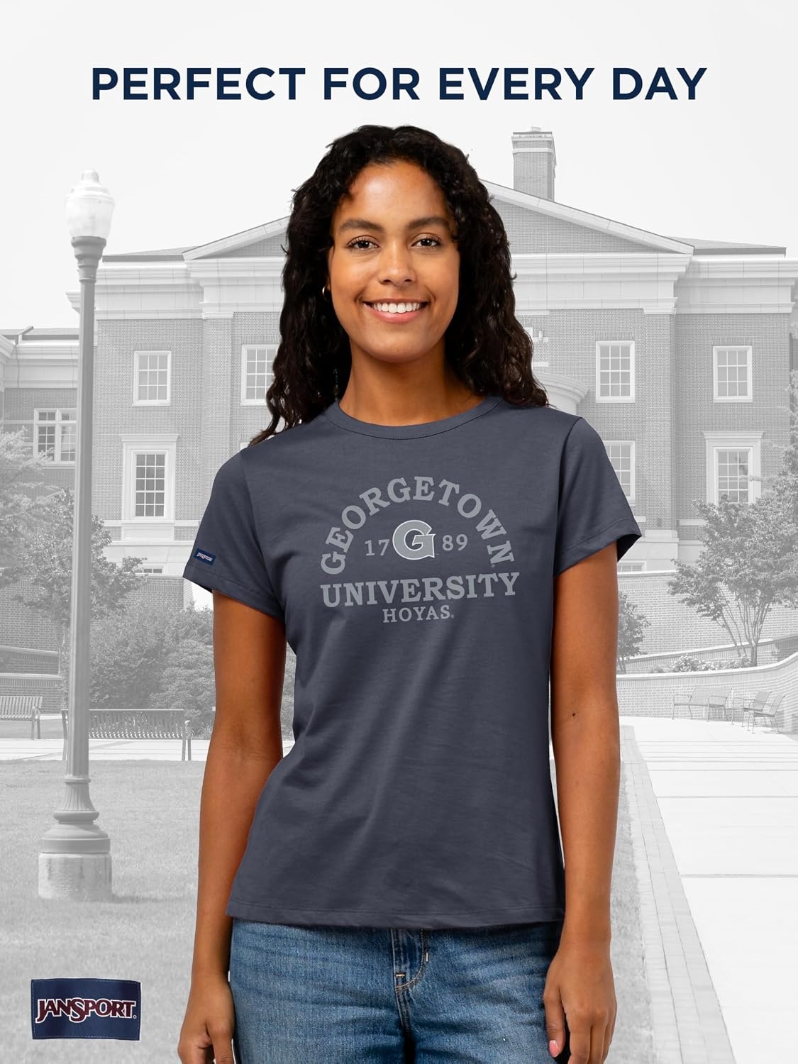 image:imageJanSport NCAA Officially Licensed Graduate Short Sleeve T Shirt for Women Soft amp Breathable CottonPolyester Blend Crewneck T Shirt with Graphic Detailing Everyday University Fan ApparelGeorgetown Hoyas