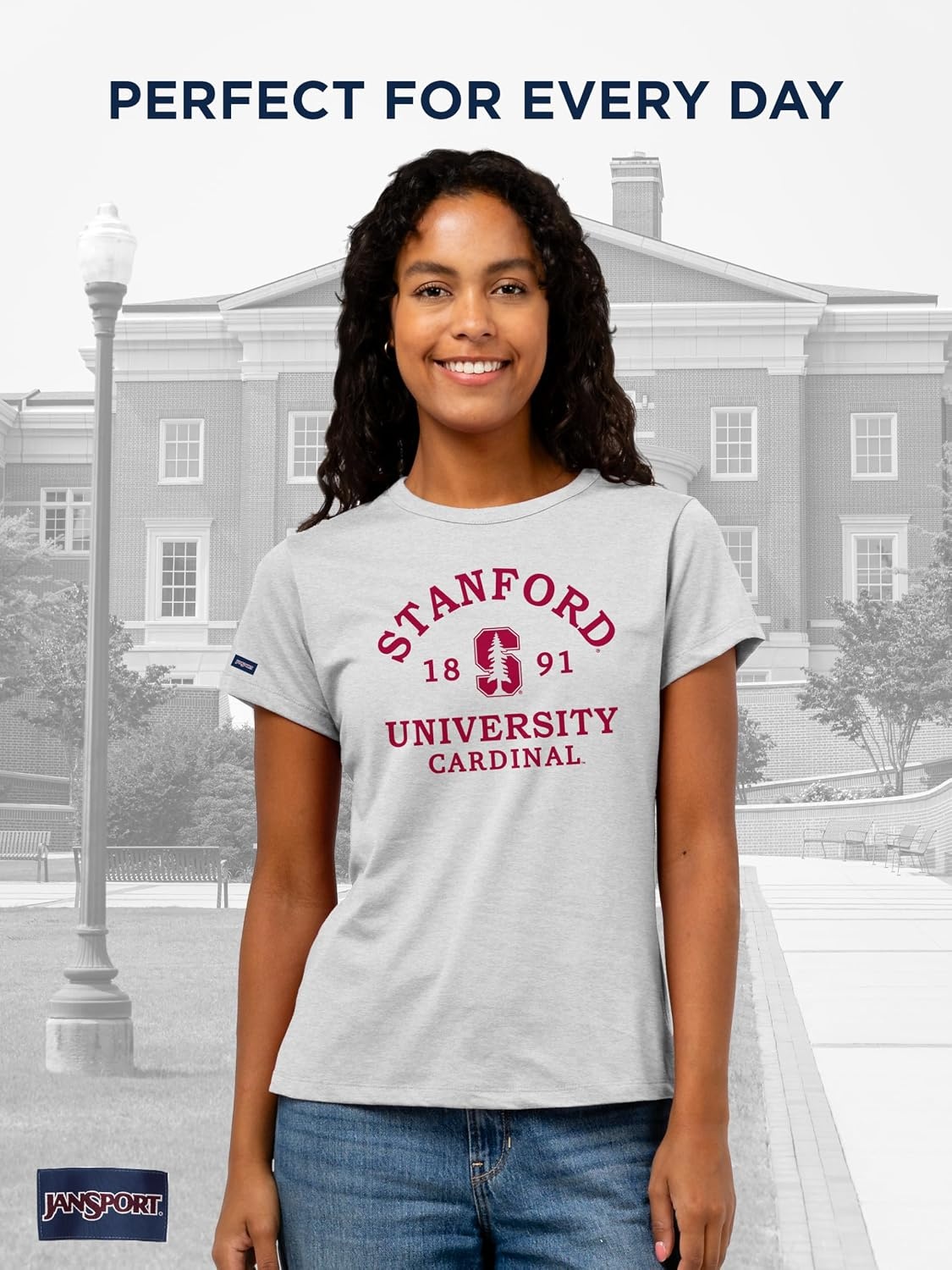 image:imageJanSport NCAA Officially Licensed Graduate Short Sleeve T Shirt for Women Soft amp Breathable CottonPolyester Blend Crewneck T Shirt with Graphic Detailing Everyday University Fan ApparelStanford Cardinal