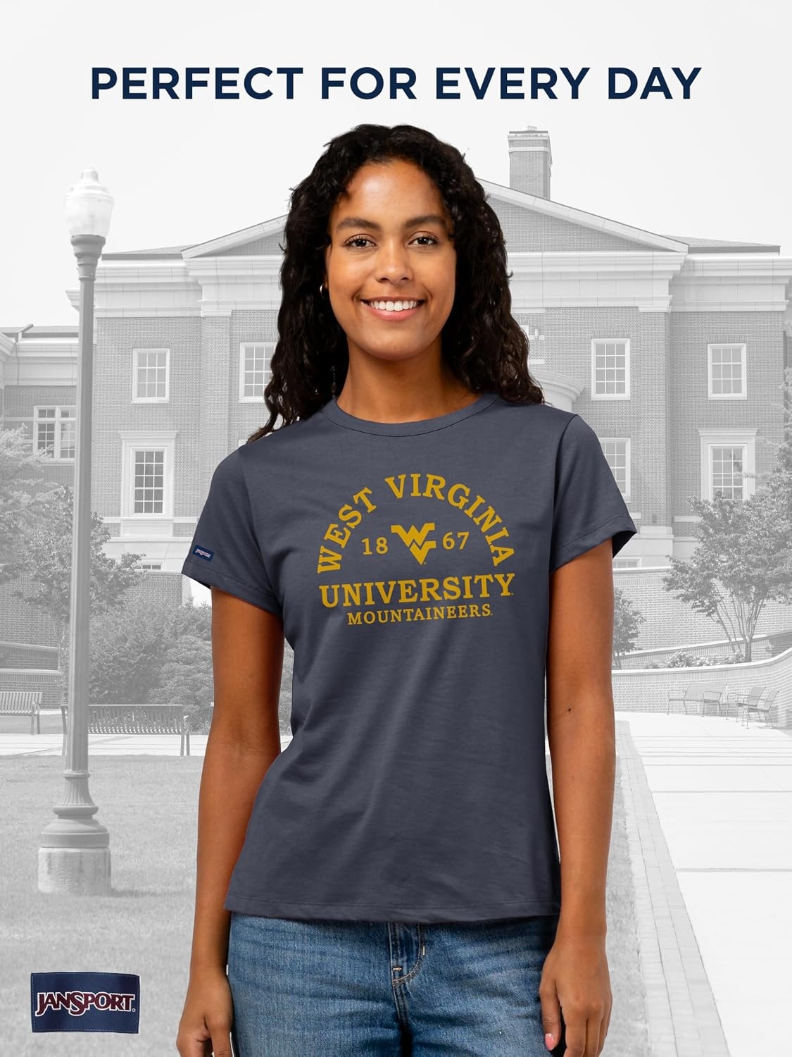 image:imageJanSport NCAA Officially Licensed Graduate Short Sleeve T Shirt for Women Soft amp Breathable CottonPolyester Blend Crewneck T Shirt with Graphic Detailing Everyday University Fan ApparelWest Virginia Mountaineers