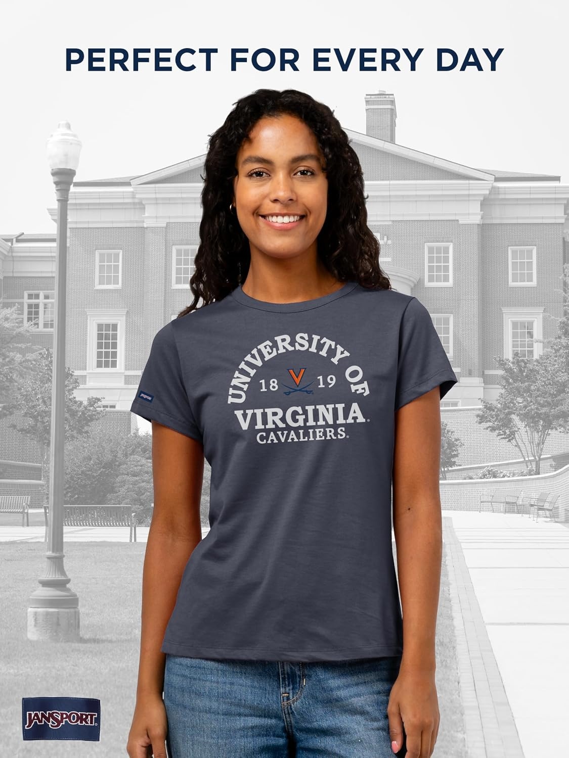 image:imageJanSport NCAA Officially Licensed Graduate Short Sleeve T Shirt for Women Soft amp Breathable CottonPolyester Blend Crewneck T Shirt with Graphic Detailing Everyday University Fan ApparelVirginia Cavaliers