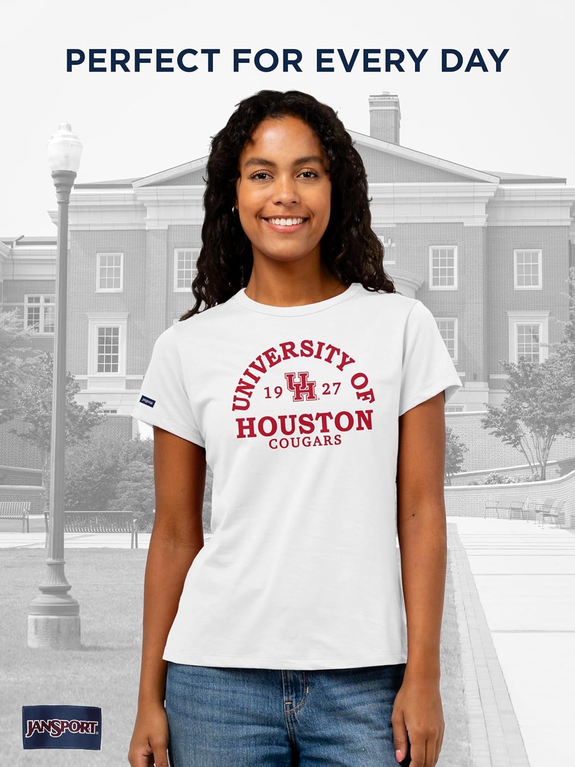 image:imageJanSport NCAA Officially Licensed Graduate Short Sleeve T Shirt for Women Soft amp Breathable CottonPolyester Blend Crewneck T Shirt with Graphic Detailing Everyday University Fan ApparelHouston Cougars